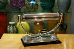 Art Deco Table lamp with inkwell 1920, France, Materials: opaline and chrome