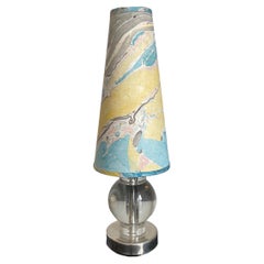Art Deco Table Lamp With Lamp Shade In Hand Marbled Silk
