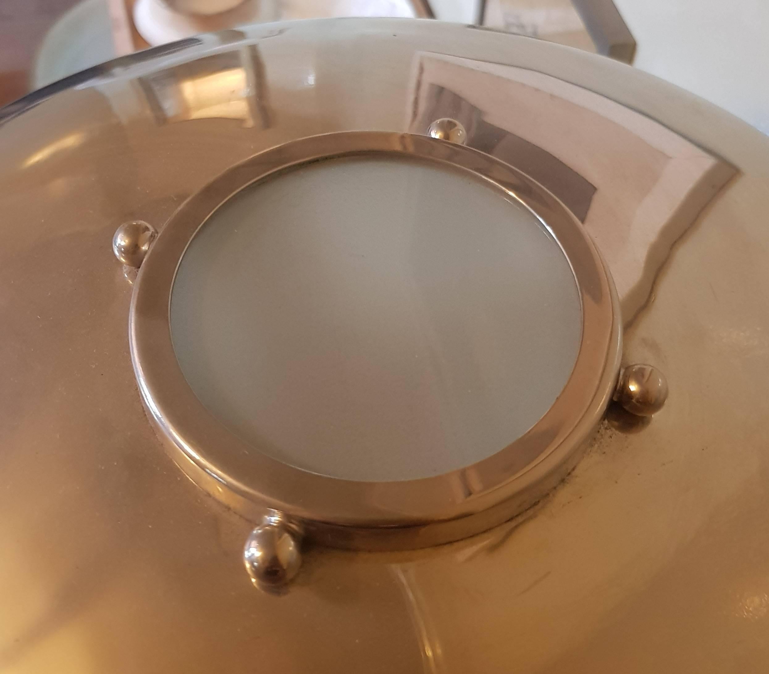 French Art Deco Table Lamp with nickel finish For Sale
