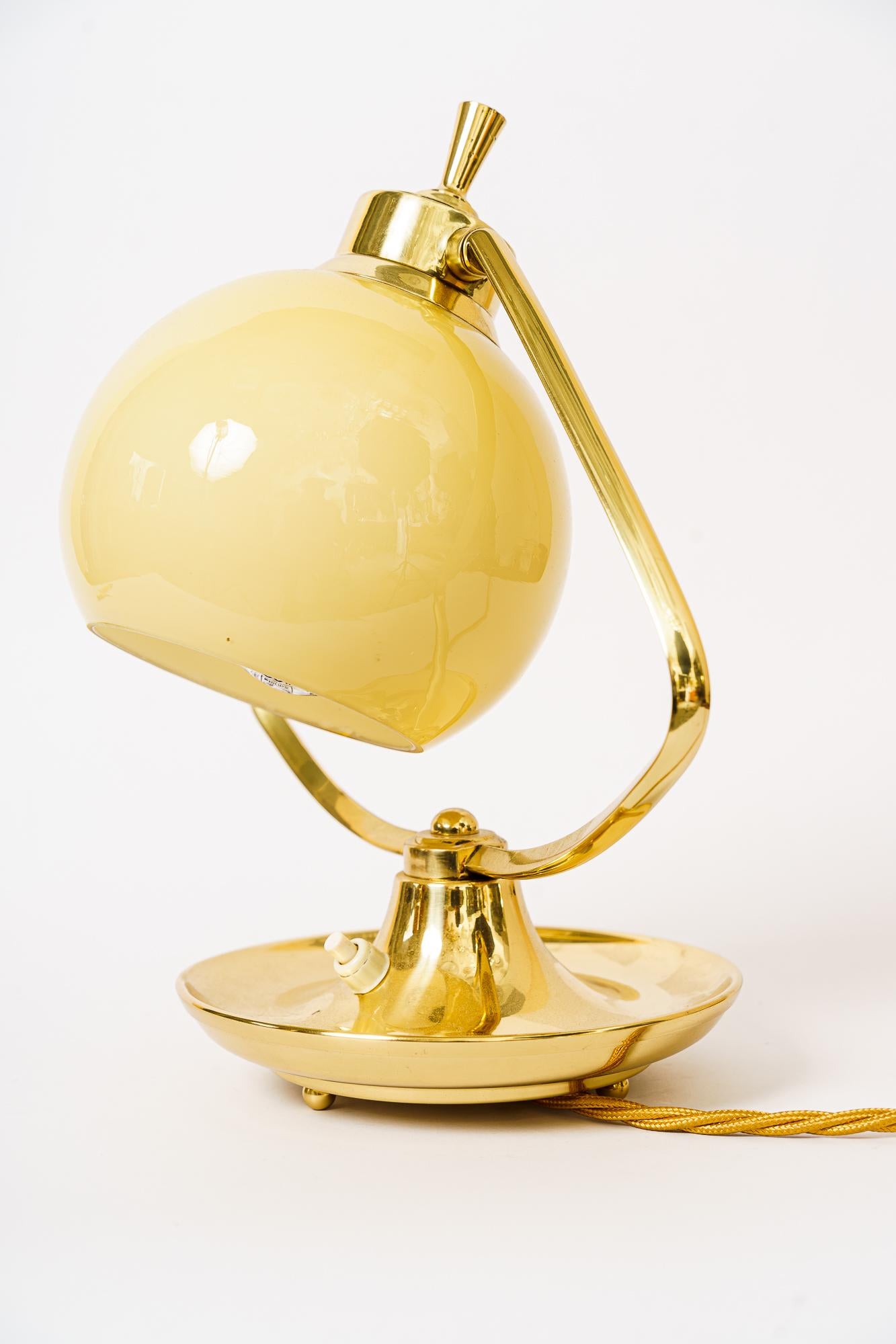 Austrian Art Deco Table Lamp with Opal Glass Shade Vienna, circa 1920s