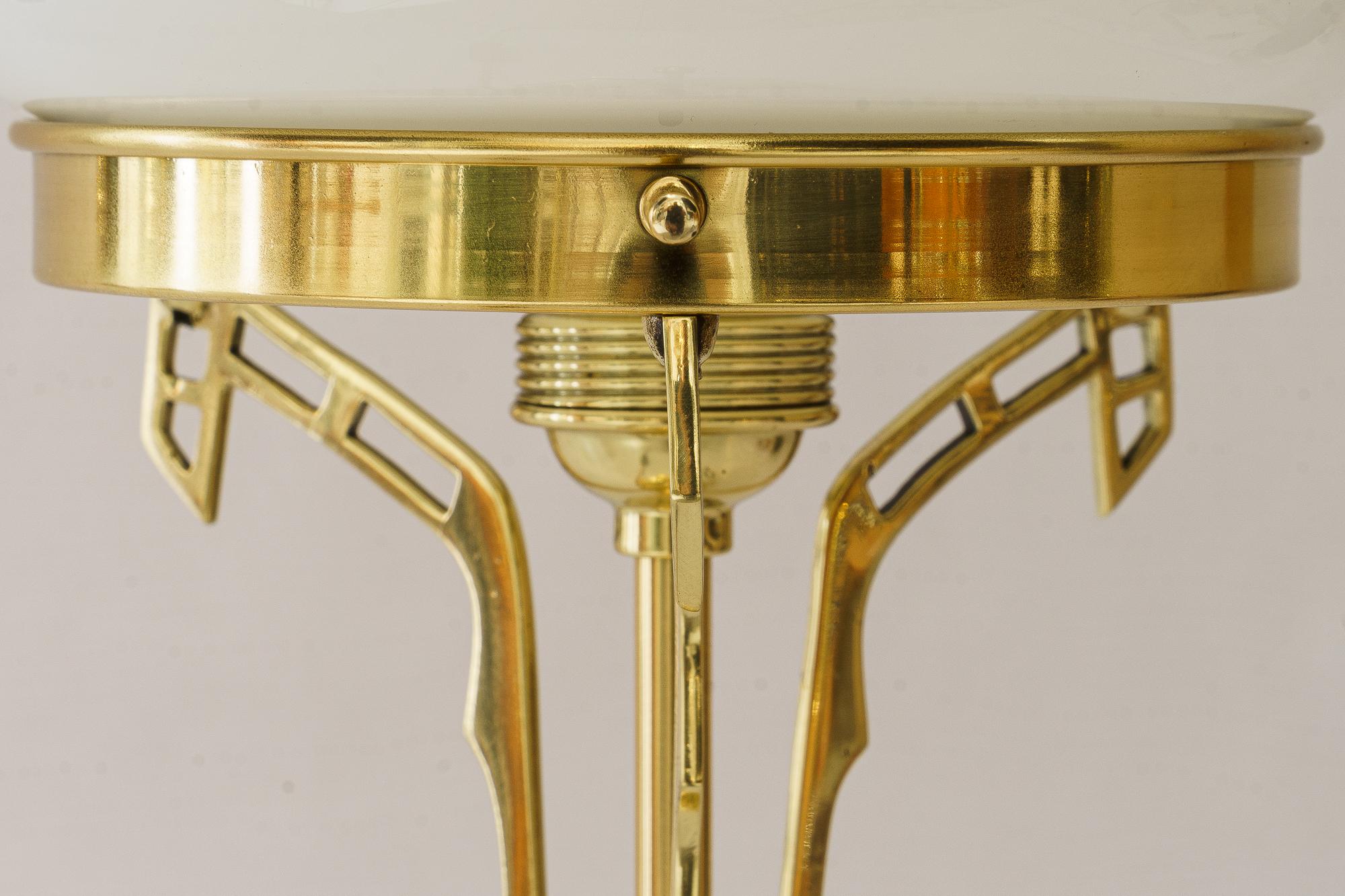 Lacquered Art Deco Table lamp with opal glass shade vienna around 1920s For Sale