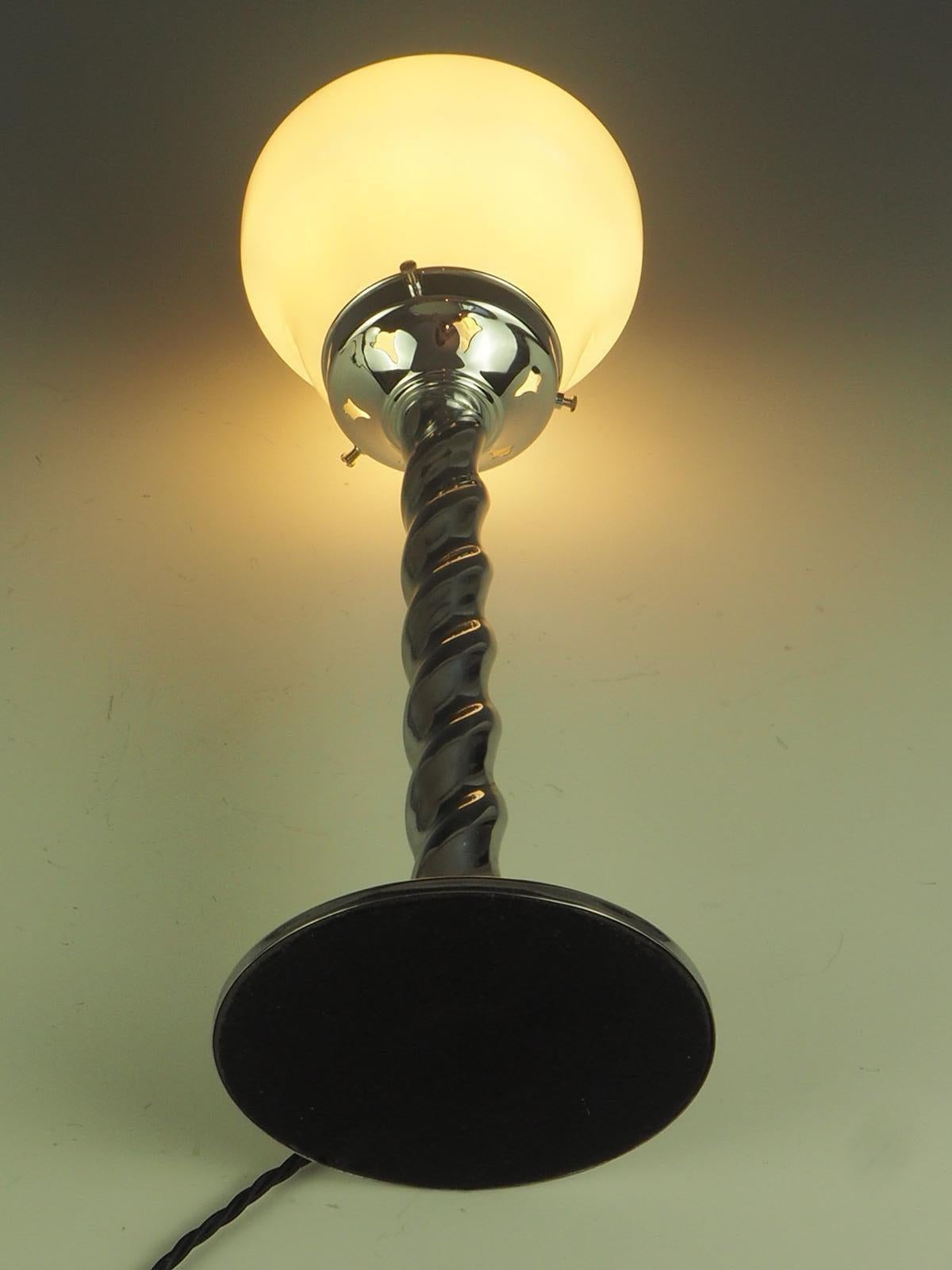 Art Deco Table Lamp with Opaline Globe 6