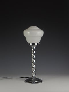 Art Deco Table Lamp with Opaline Globe