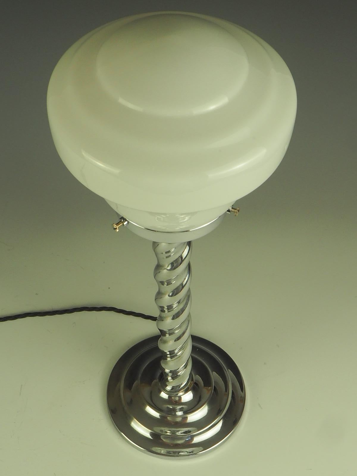 Mid-20th Century Art Deco Table Lamp with Opaline Globe