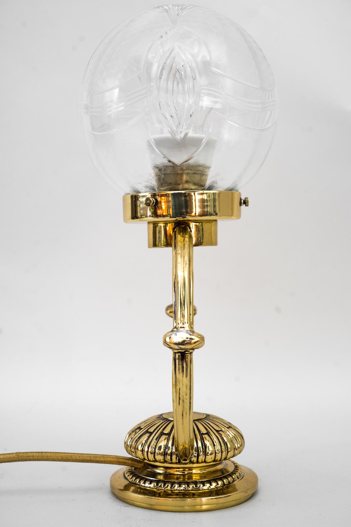 Art Deco Table Lamp with Original Cut Glass Shade Vienna Around 1920s 4