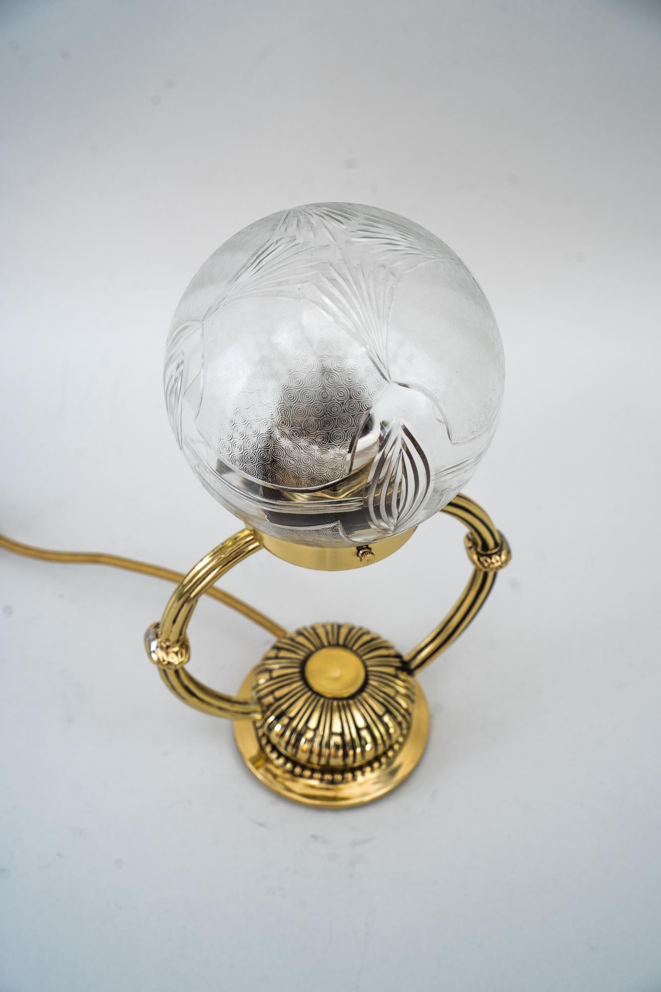 Art Deco Table Lamp with Original Cut Glass Shade Vienna Around 1920s In Good Condition In Wien, AT