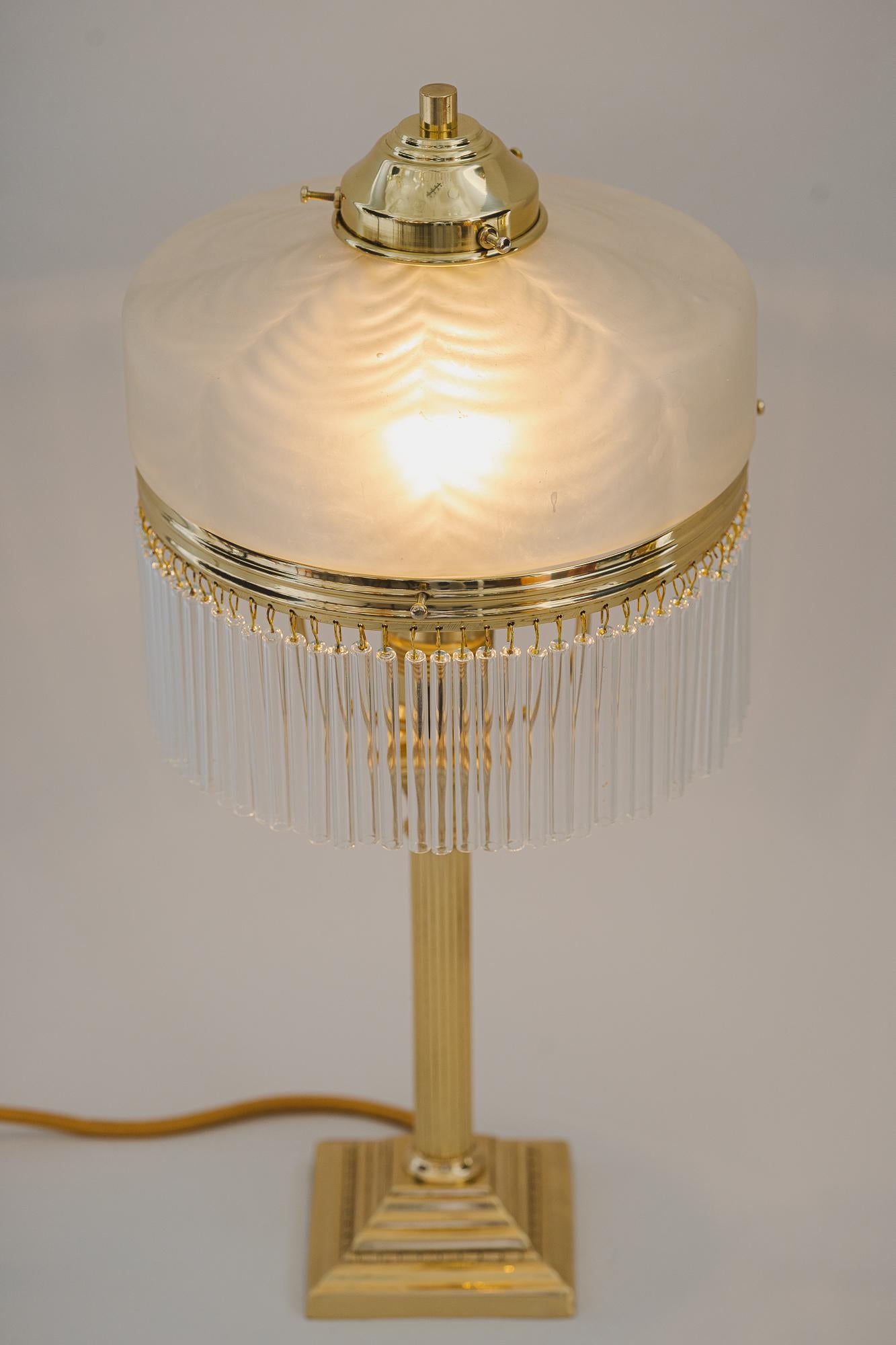 Art Deco Table Lamp with Original Glass Shade Around 1920s 3