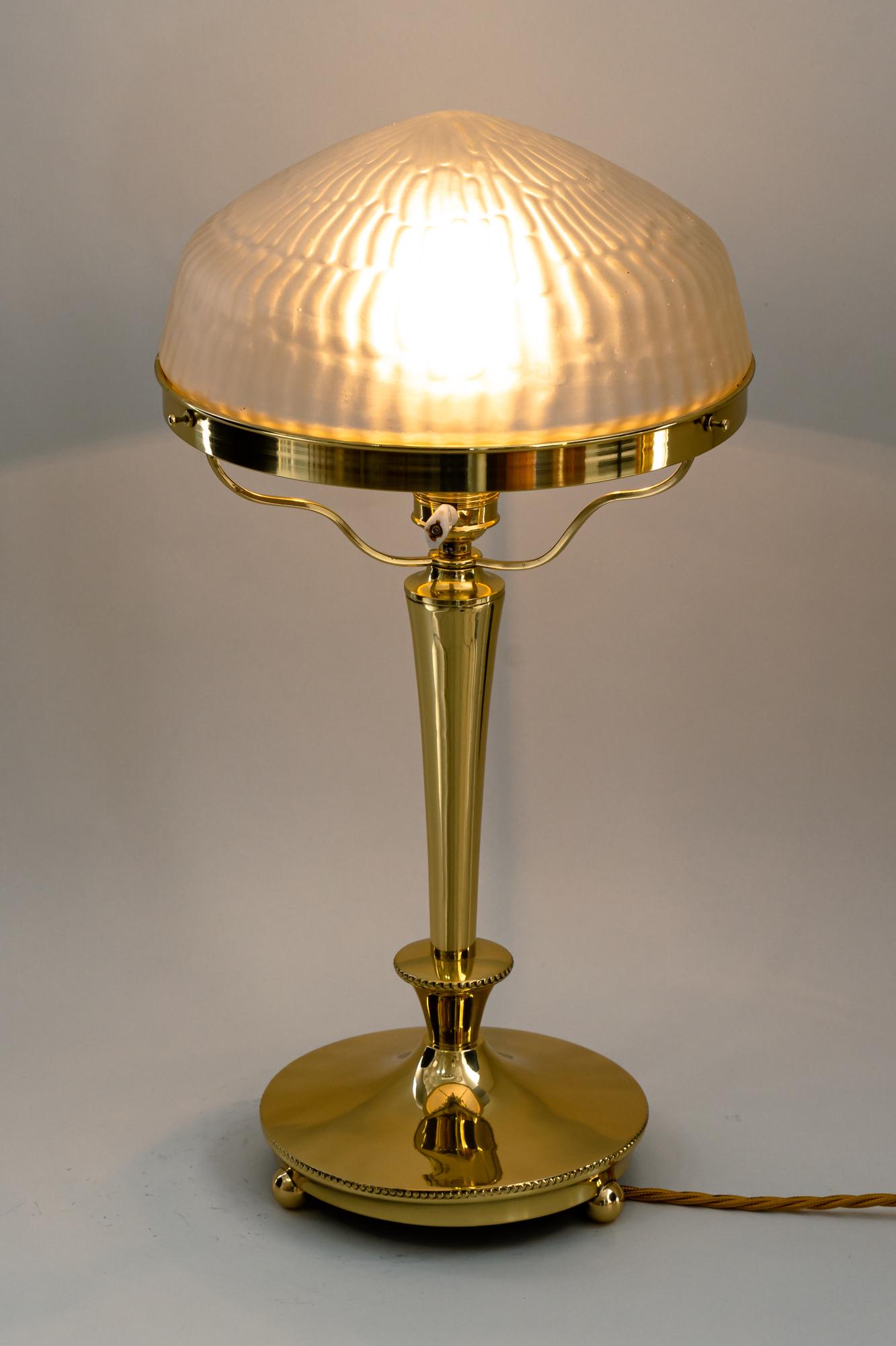 Art Deco Table Lamp with Original Glass Shade Around 1920s For Sale 3