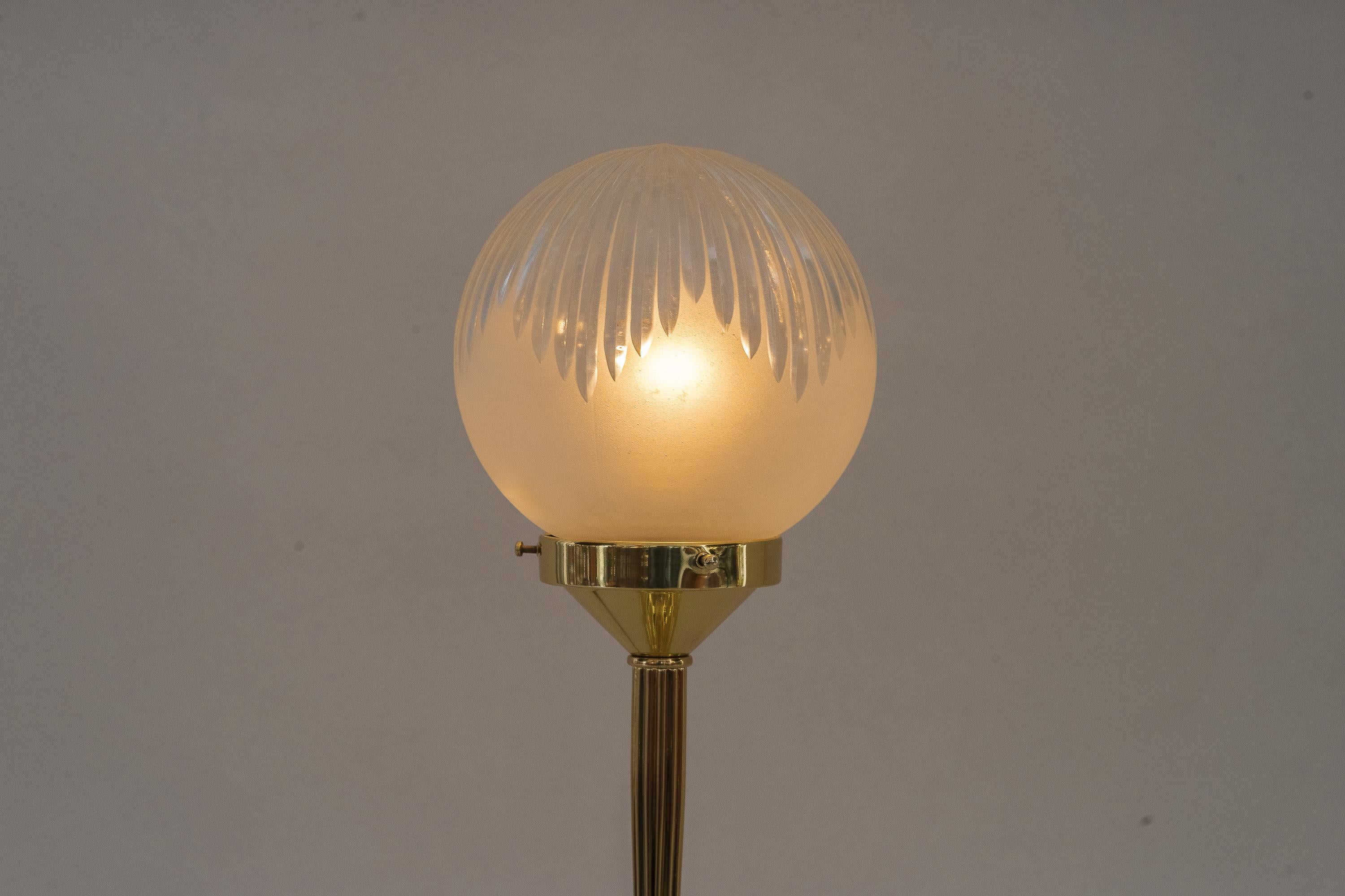 Art Deco Table Lamp with Original Glass Shade Around 1920s 6
