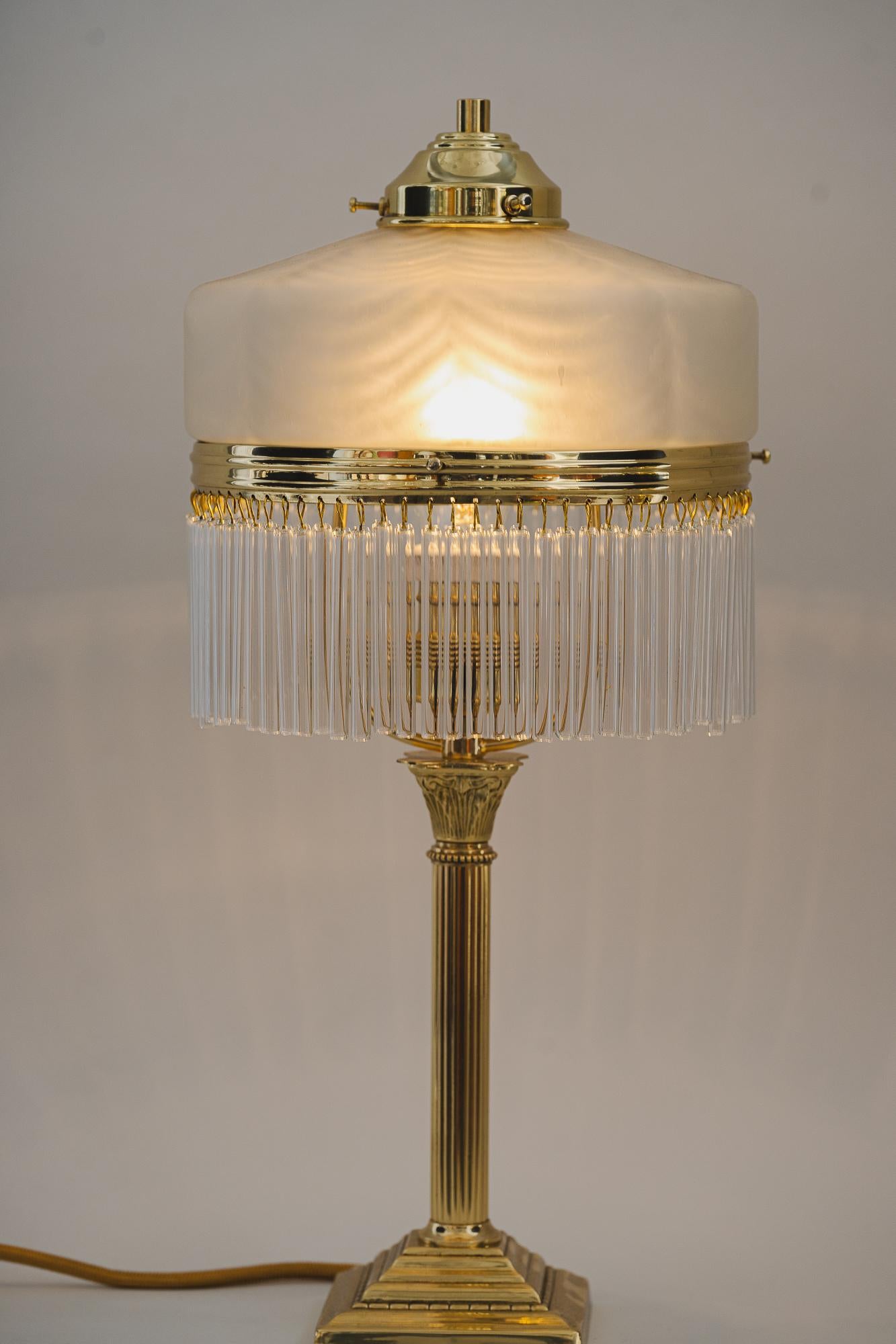 Art Deco Table Lamp with Original Glass Shade Around 1920s 4