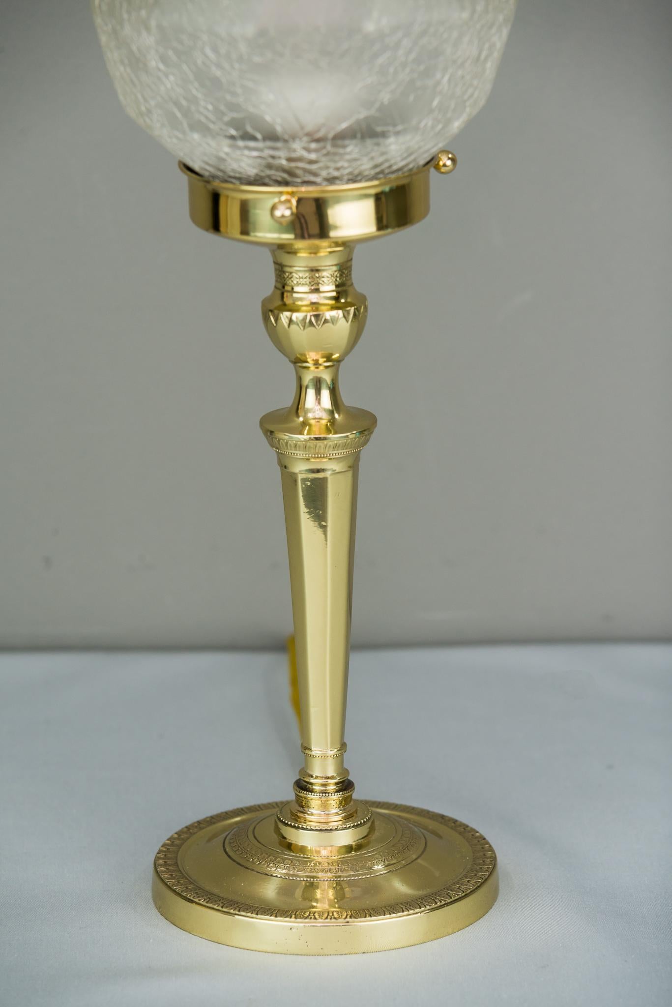 Austrian Art Deco Table Lamp with Original Glass Shade, circa 1920s