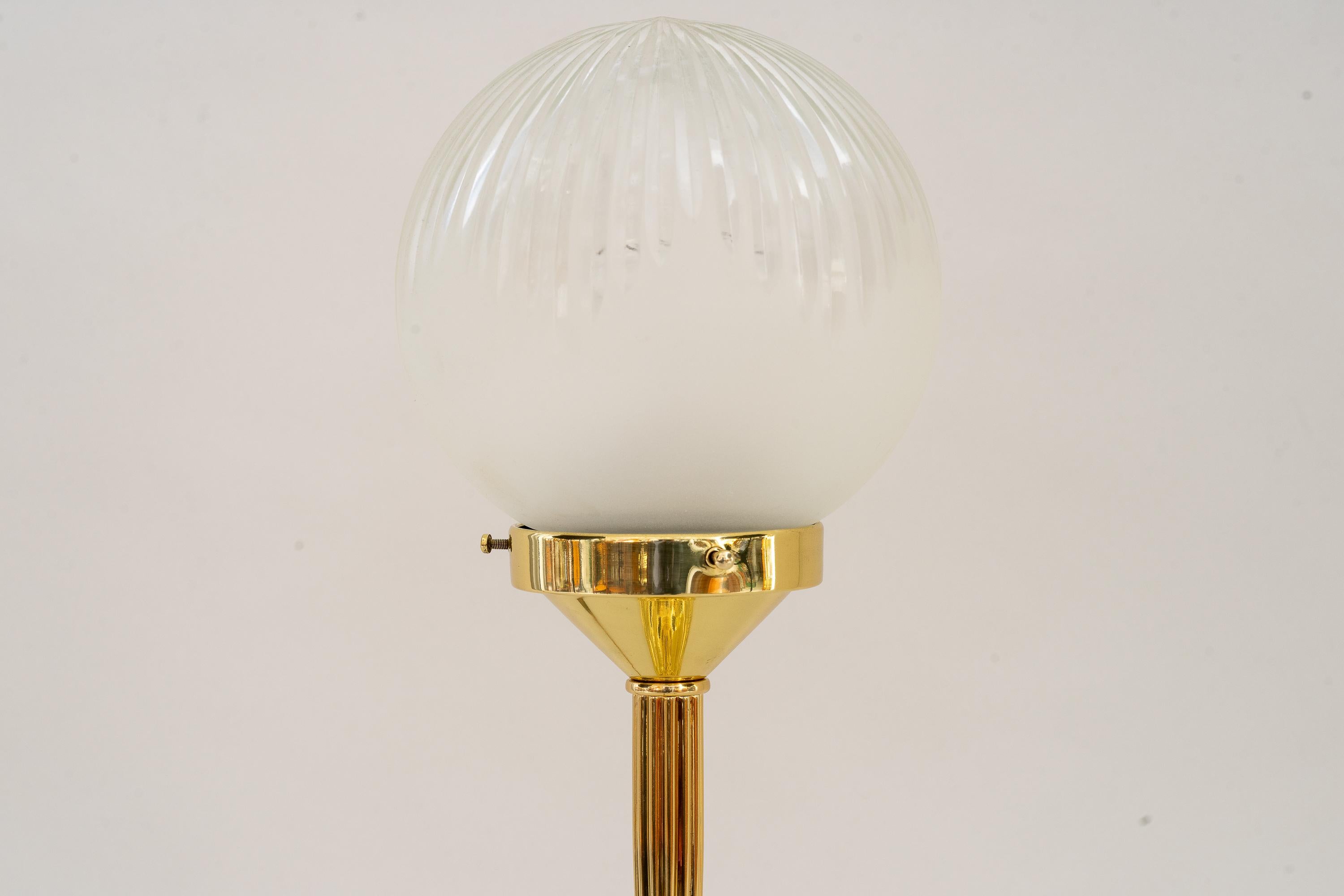 Austrian Art Deco Table Lamp with Original Glass Shade Around 1920s