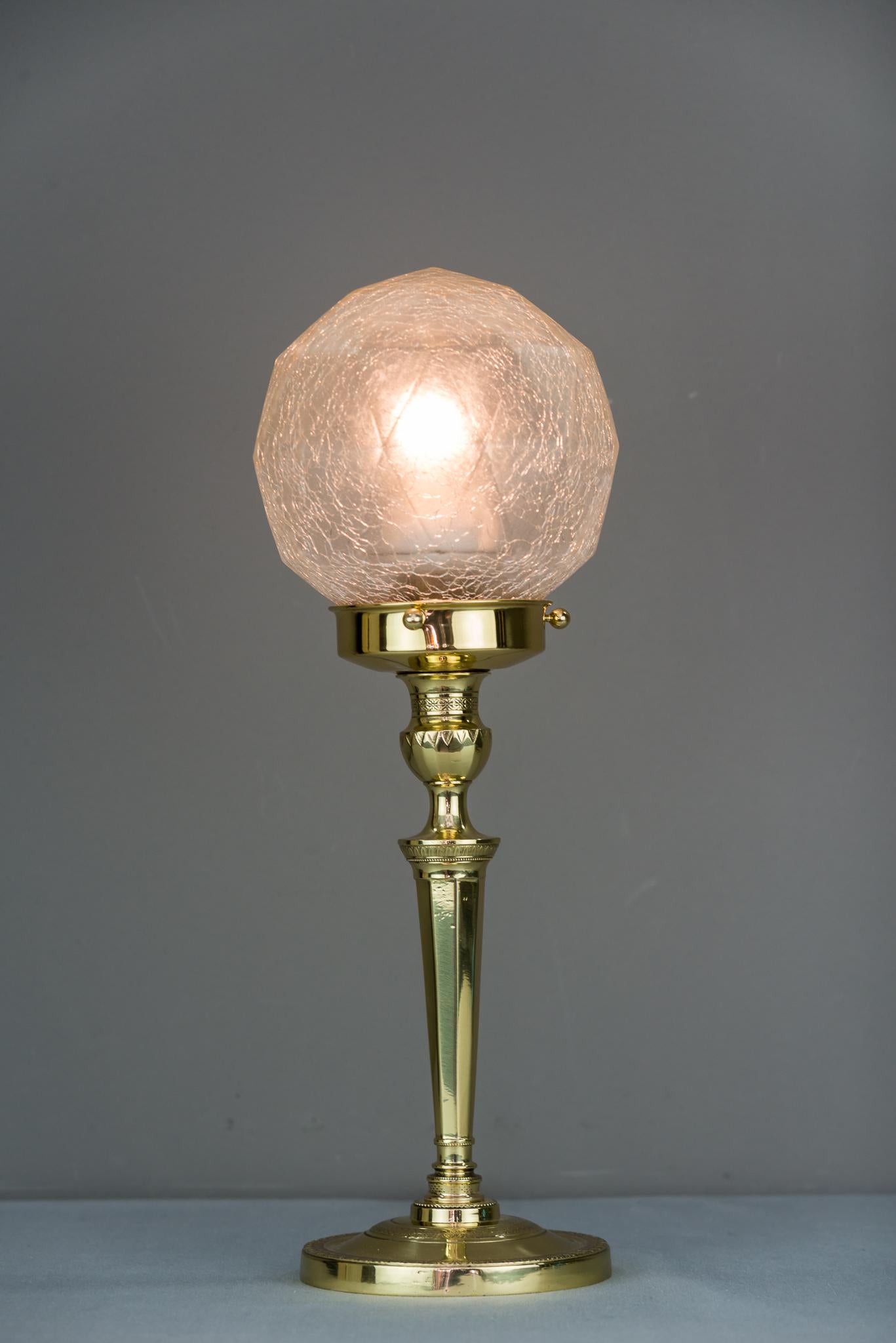 Lacquered Art Deco Table Lamp with Original Glass Shade, circa 1920s