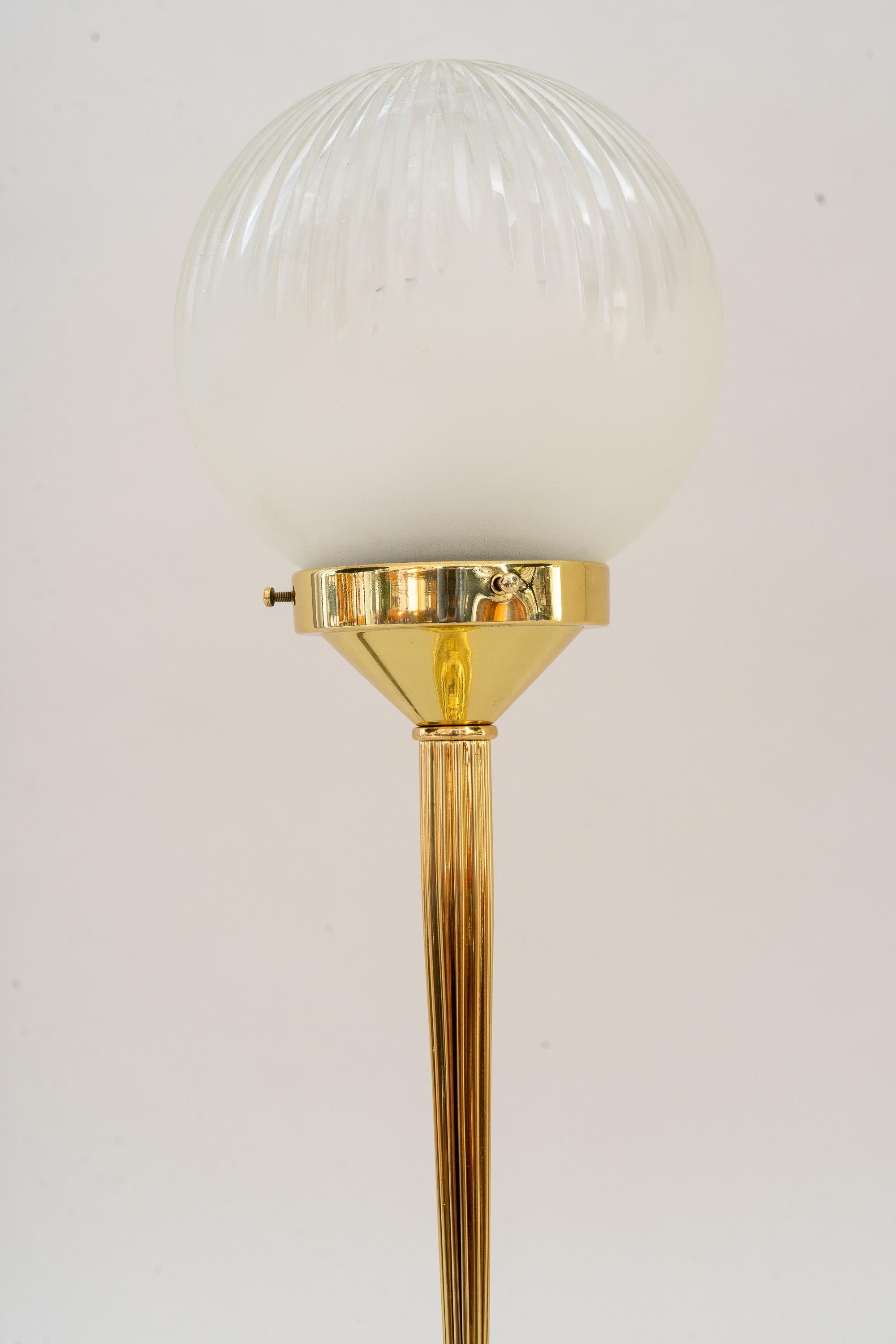 Lacquered Art Deco Table Lamp with Original Glass Shade Around 1920s