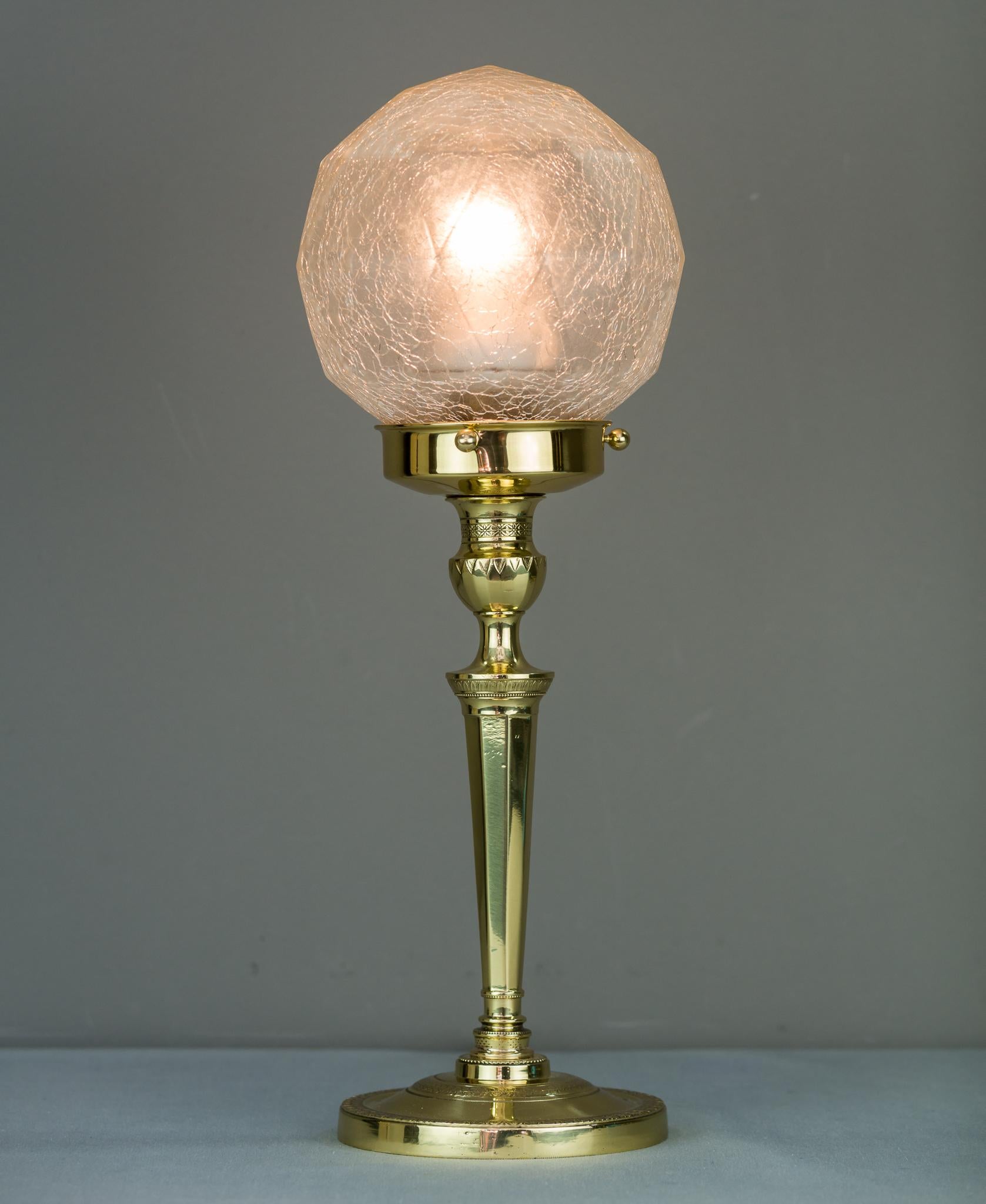 Art Deco Table Lamp with Original Glass Shade, circa 1920s In Good Condition In Wien, AT