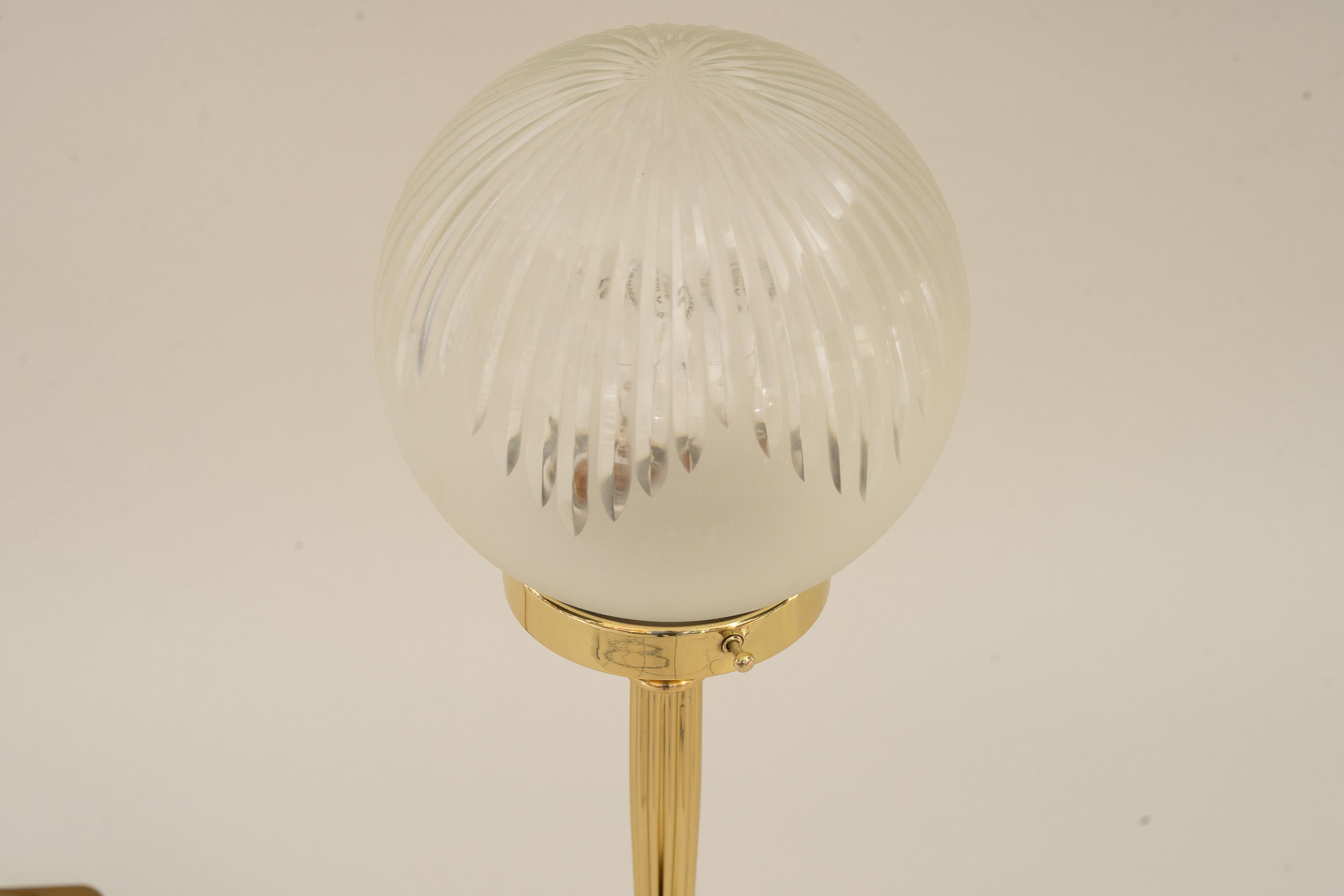 Early 20th Century Art Deco Table Lamp with Original Glass Shade Around 1920s