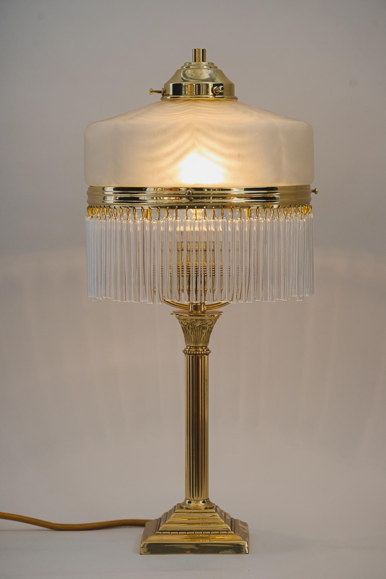 Early 20th Century Art Deco Table Lamp with Original Glass Shade Around 1920s