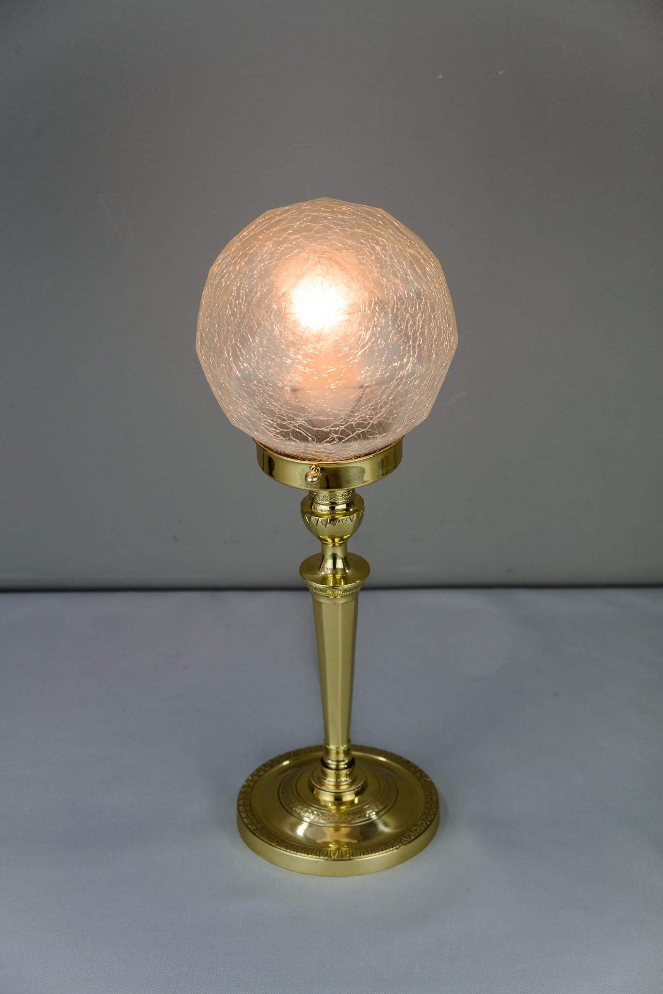 Art Deco Table Lamp with Original Glass Shade, circa 1920s 2