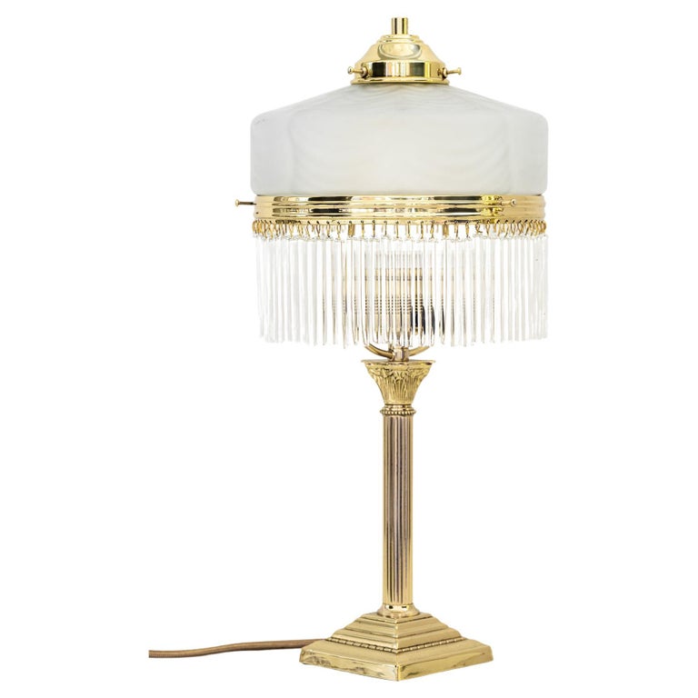 Art Deco Table Lamp with Original Glass Shade Around 1920s For Sale