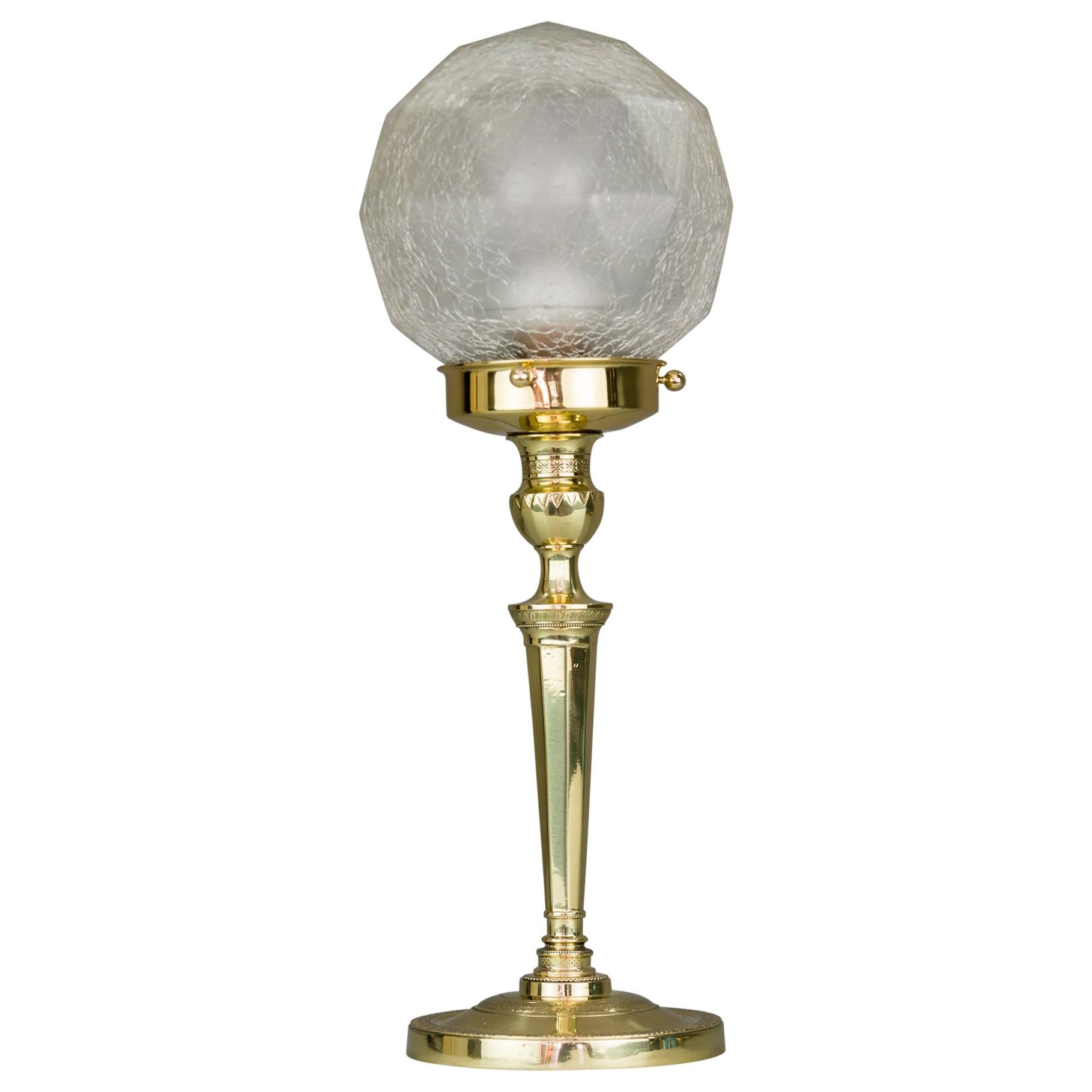 Art Deco Table Lamp with Original Glass Shade, circa 1920s