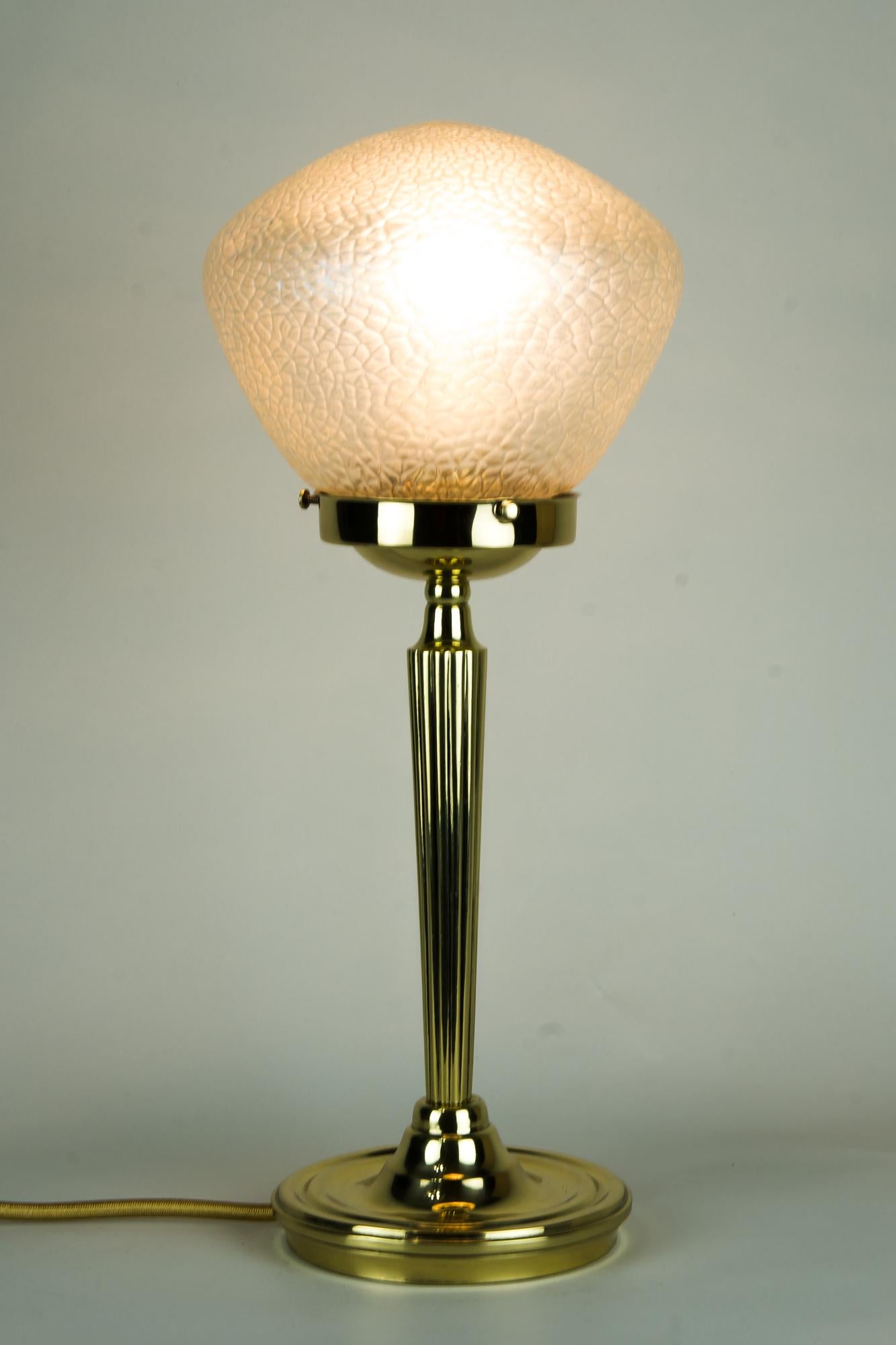 Art Deco table lamp with original glass shade, Vienna, circa 1920s
Polished and stove enameled.