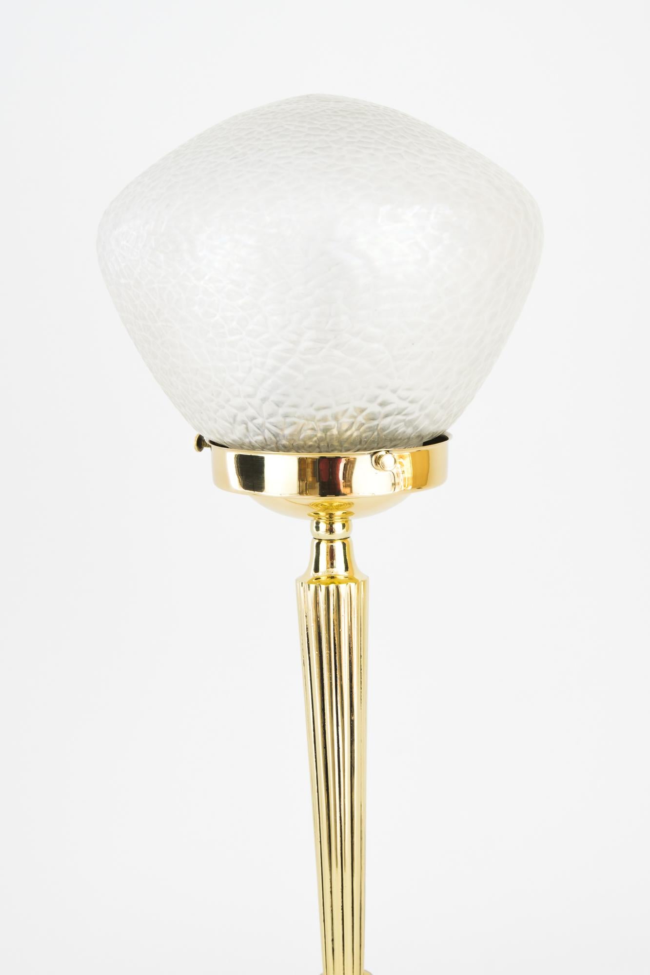 Austrian Art Deco Table Lamp with Original Glass Shade, Vienna, circa 1920s
