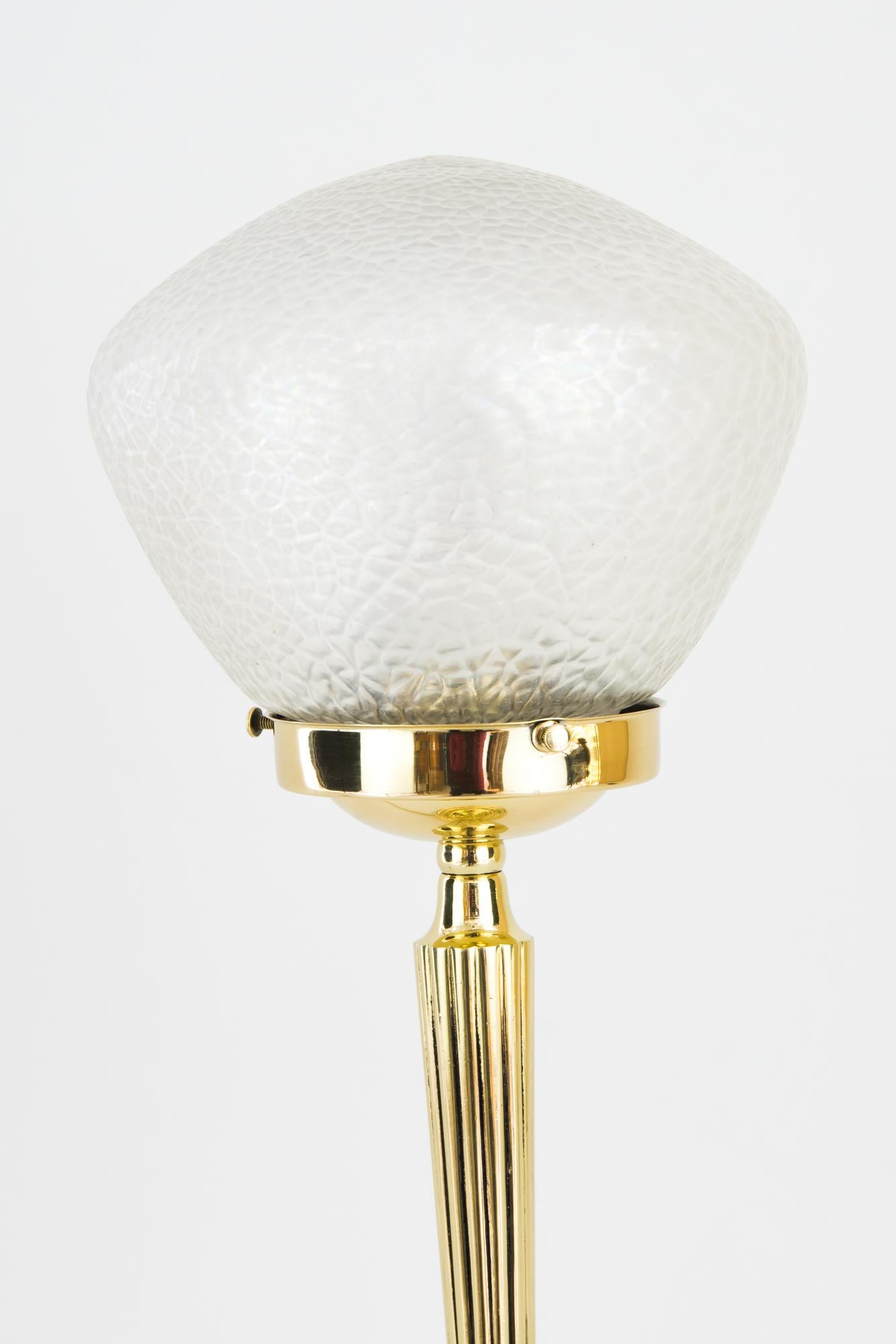 Lacquered Art Deco Table Lamp with Original Glass Shade, Vienna, circa 1920s