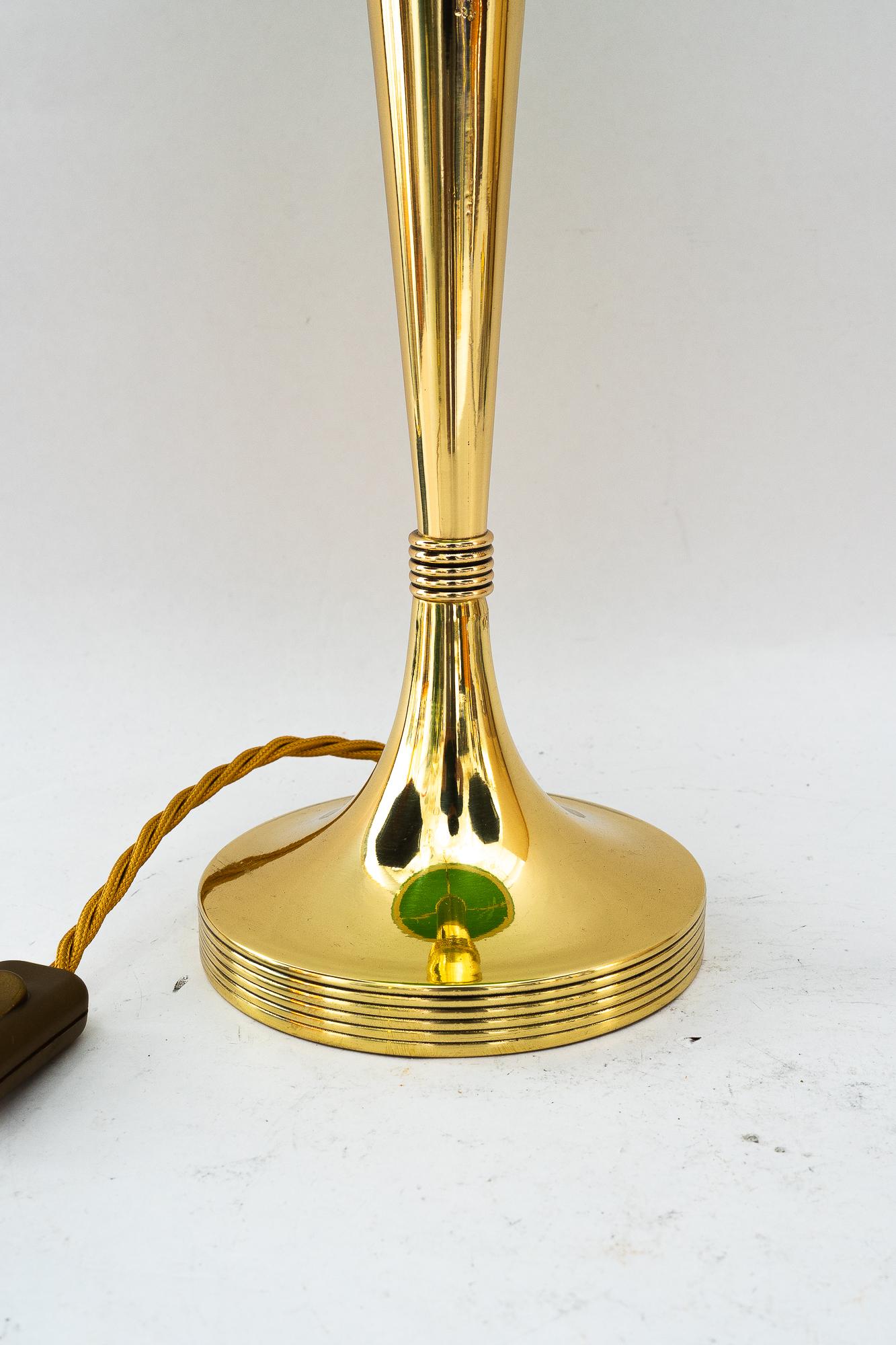 Lacquered Art Deco Table lamp with original glass shade vienna around 1920s For Sale