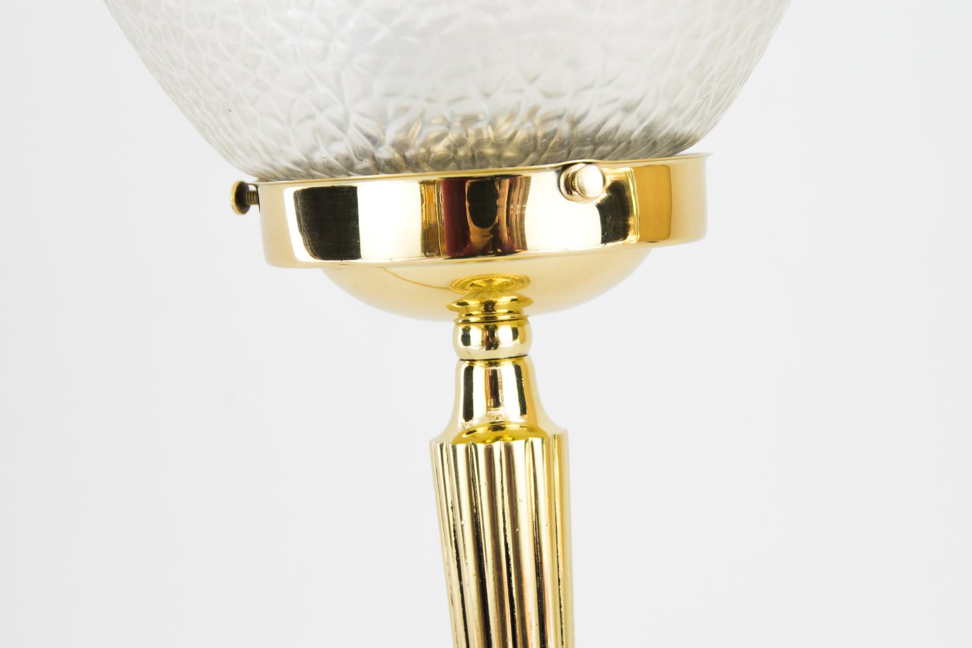 Early 20th Century Art Deco Table Lamp with Original Glass Shade, Vienna, circa 1920s