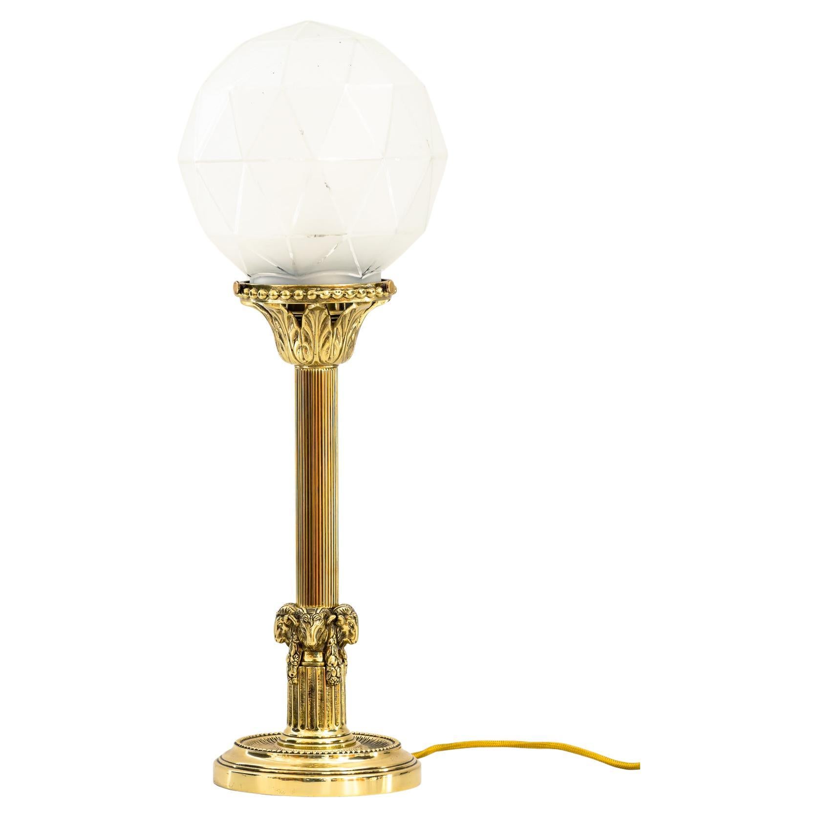 Art Deco Table Lamp with Original Glass Shade Vienna around 1920s