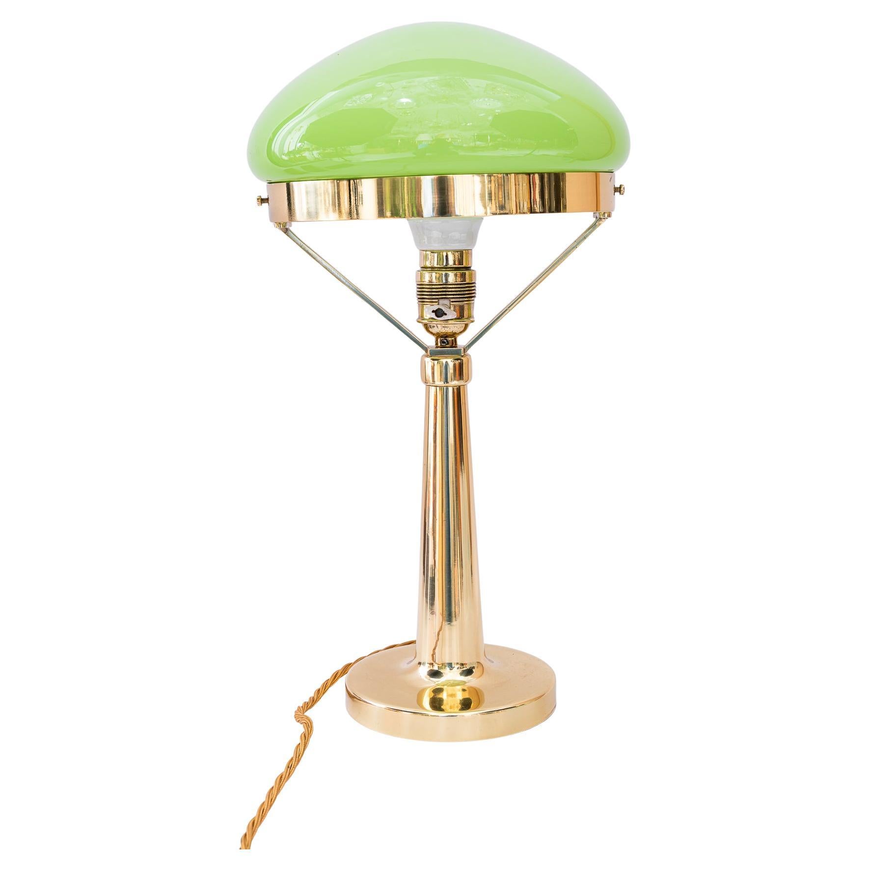 Art Deco Table lamp with original green opal glass vienna around 1920s