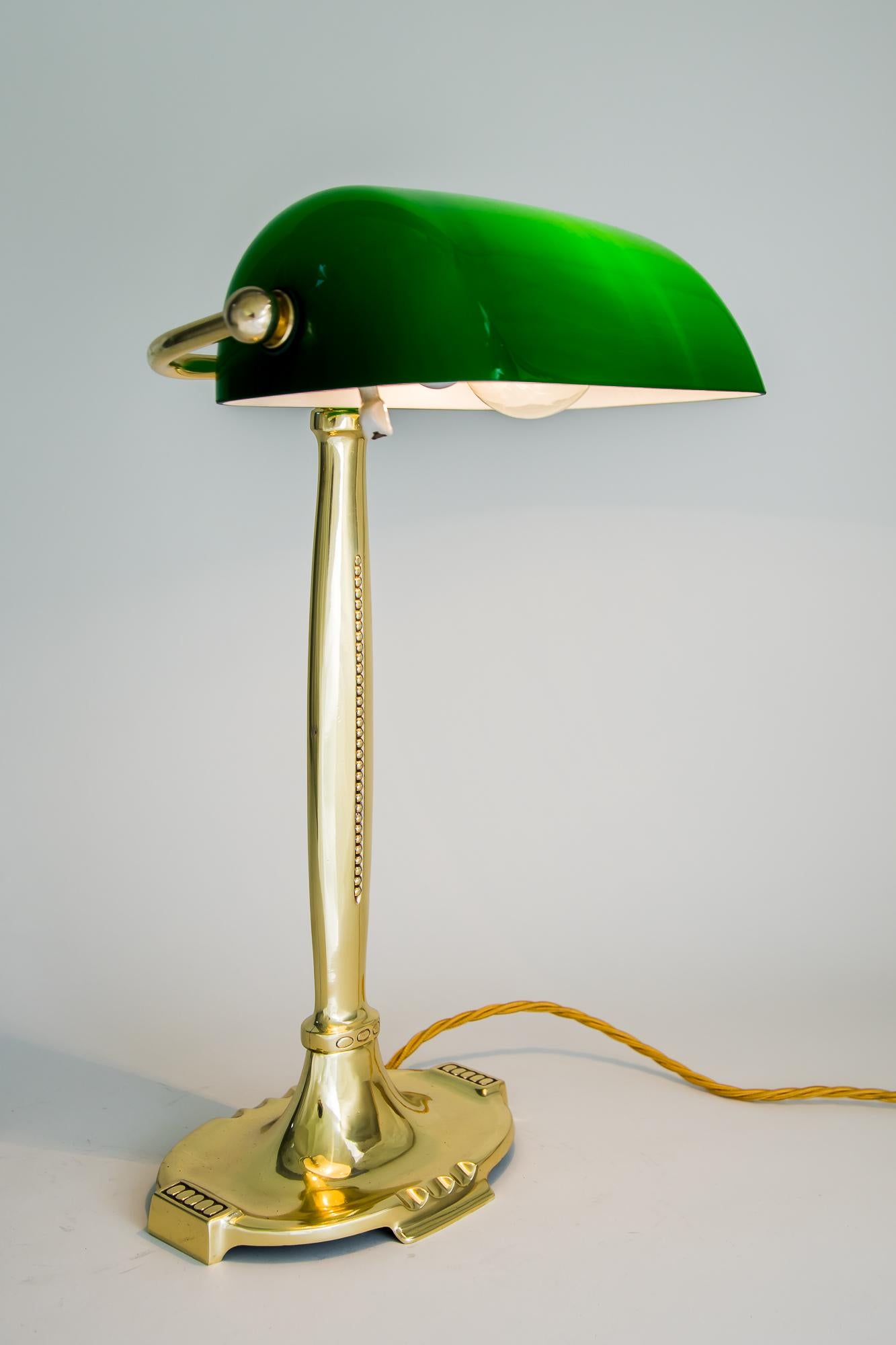 Art Deco Table Lamp with Original Green Shade, Vienna, Around 1920s 3