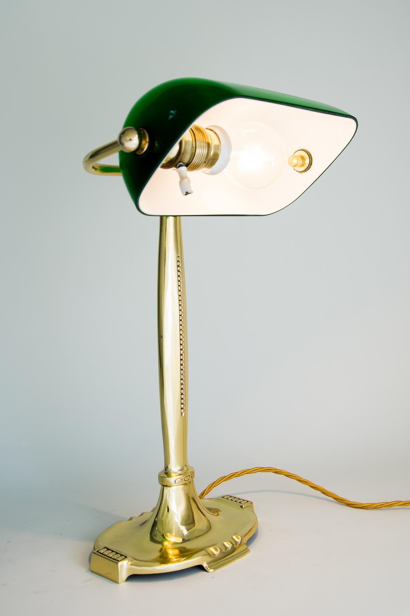 Art Deco Table Lamp with Original Green Shade, Vienna, Around 1920s 4