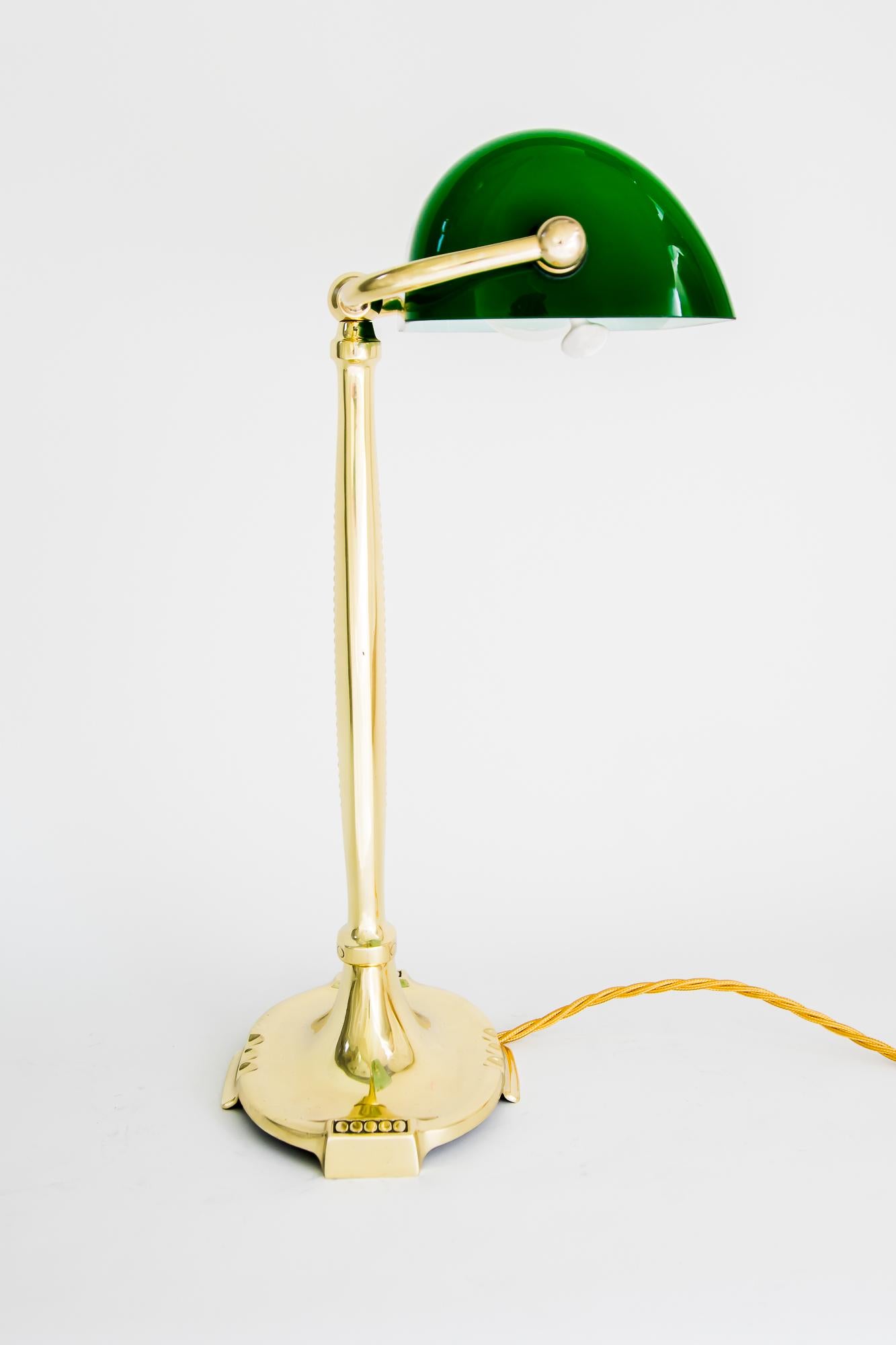 Art Deco Table Lamp with Original Green Shade, Vienna, Around 1920s 5