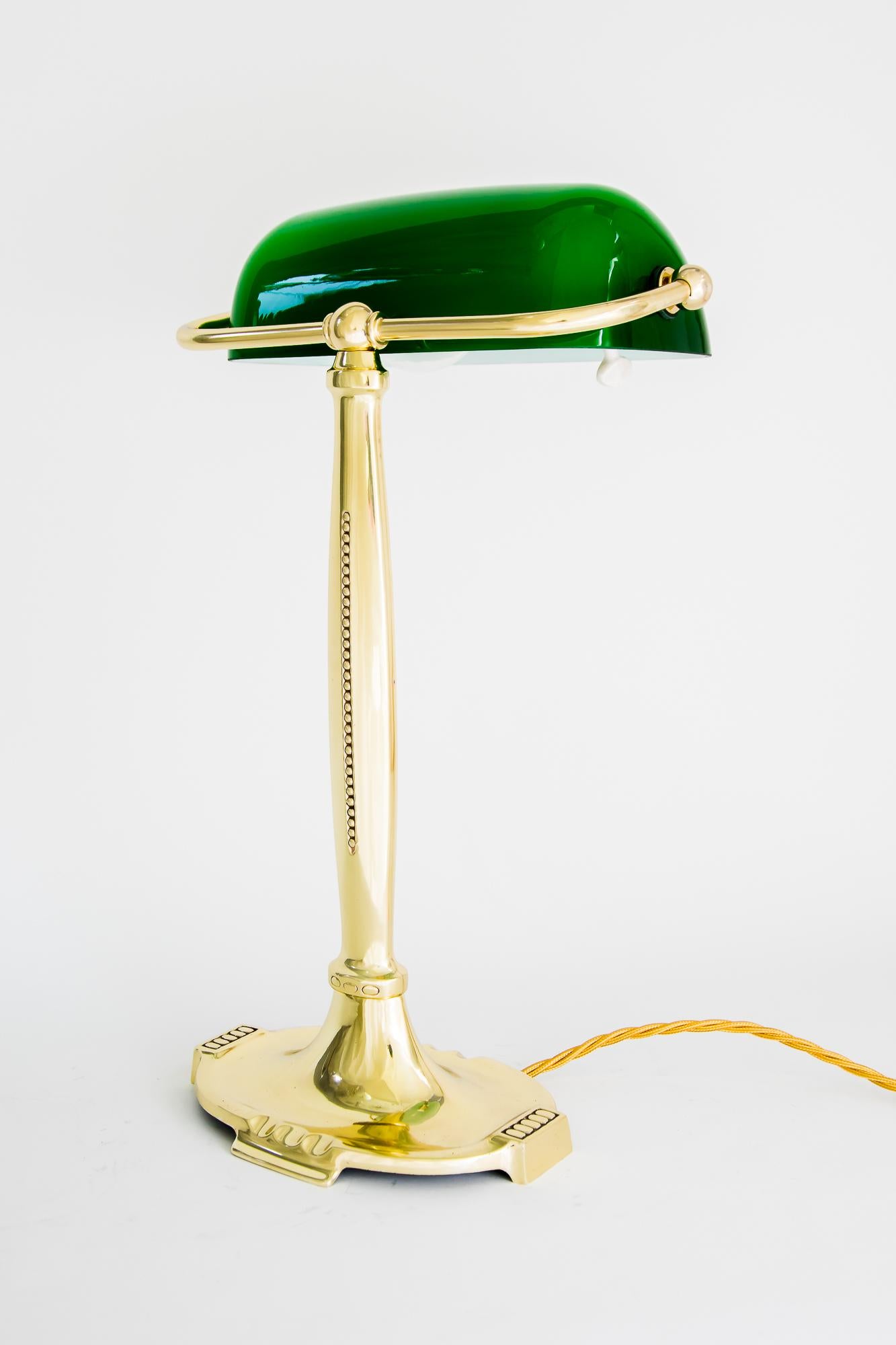 Art Deco Table Lamp with Original Green Shade, Vienna, Around 1920s 6
