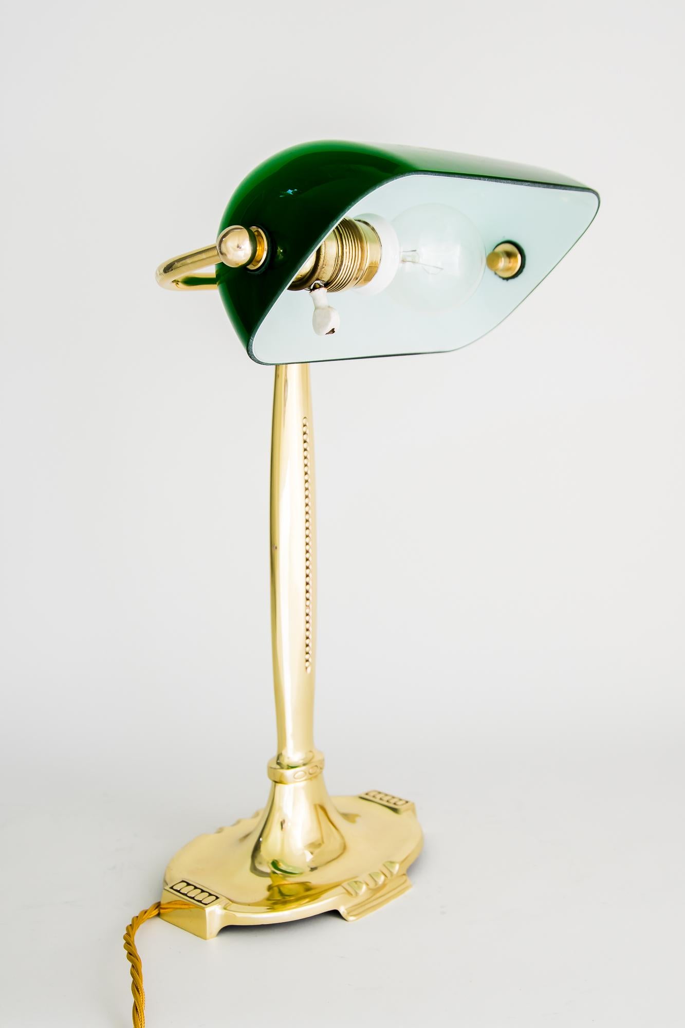 Art Deco Table Lamp with Original Green Shade, Vienna, Around 1920s 8