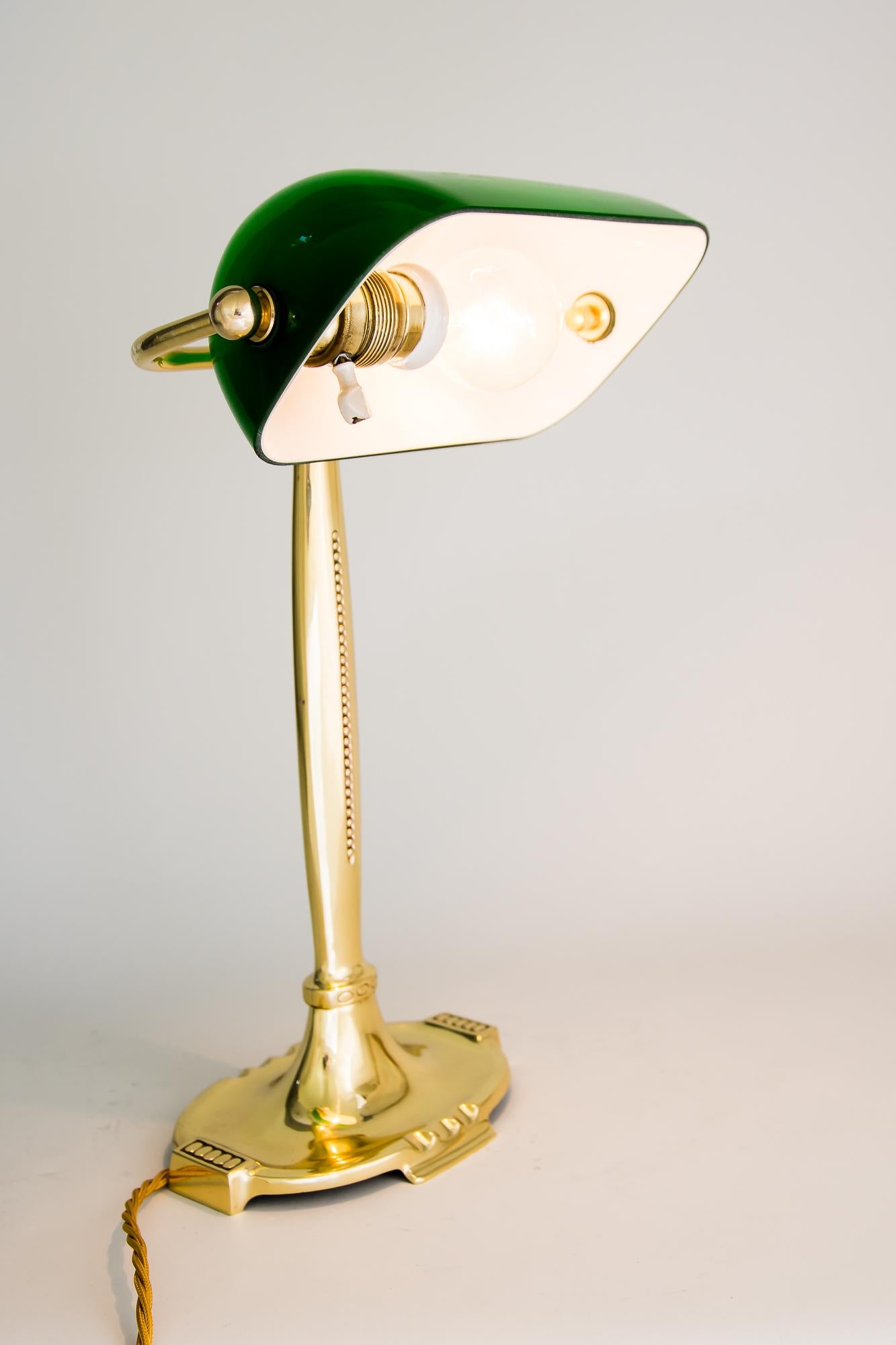 Art Deco Table Lamp with Original Green Shade, Vienna, Around 1920s 9