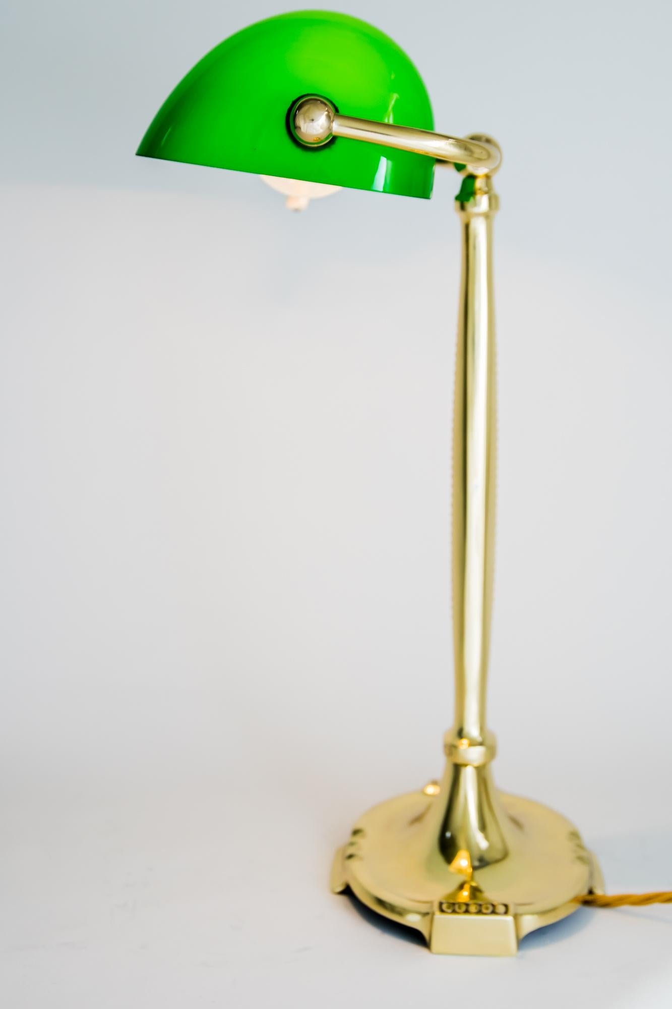 Early 20th Century Art Deco Table Lamp with Original Green Shade, Vienna, Around 1920s