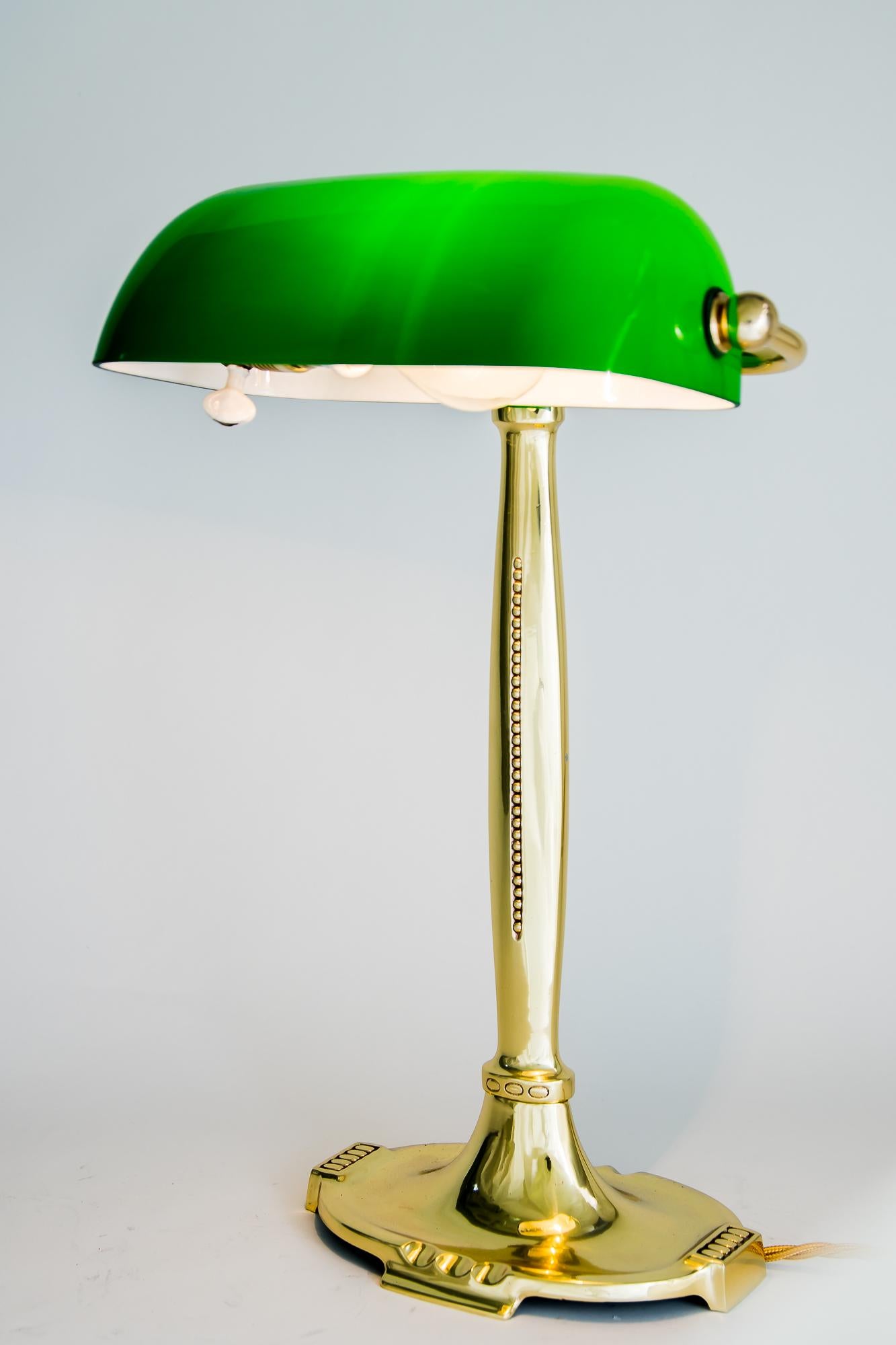 Art Deco Table Lamp with Original Green Shade, Vienna, Around 1920s 1