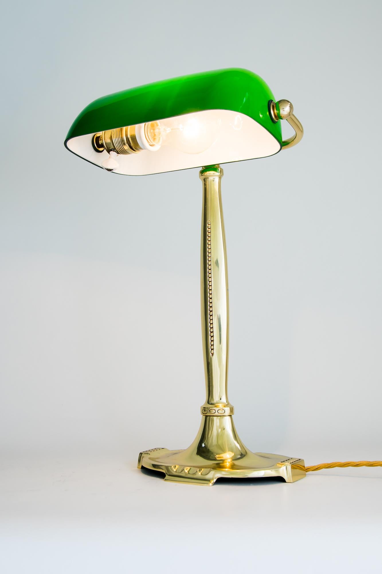 Art Deco Table Lamp with Original Green Shade, Vienna, Around 1920s 2