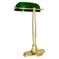 Art Deco Table Lamp with Original Green Shade, Vienna, Around 1920s