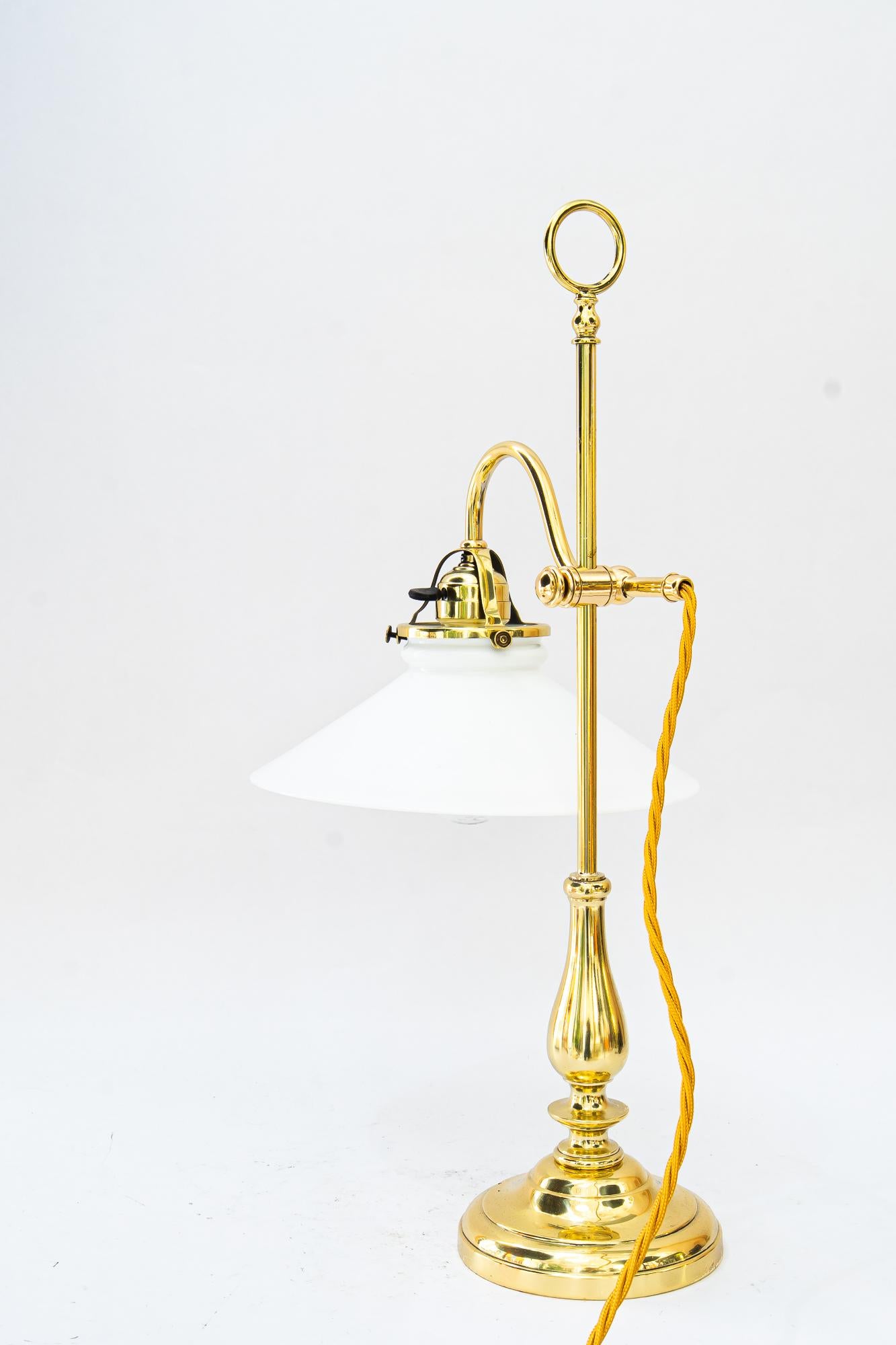 Austrian Art Deco Table lamp with original opal glass shade vienna around 1920s For Sale