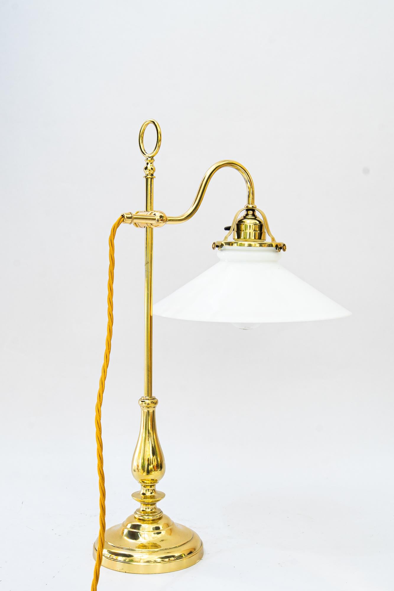 Early 20th Century Art Deco Table lamp with original opal glass shade vienna around 1920s For Sale