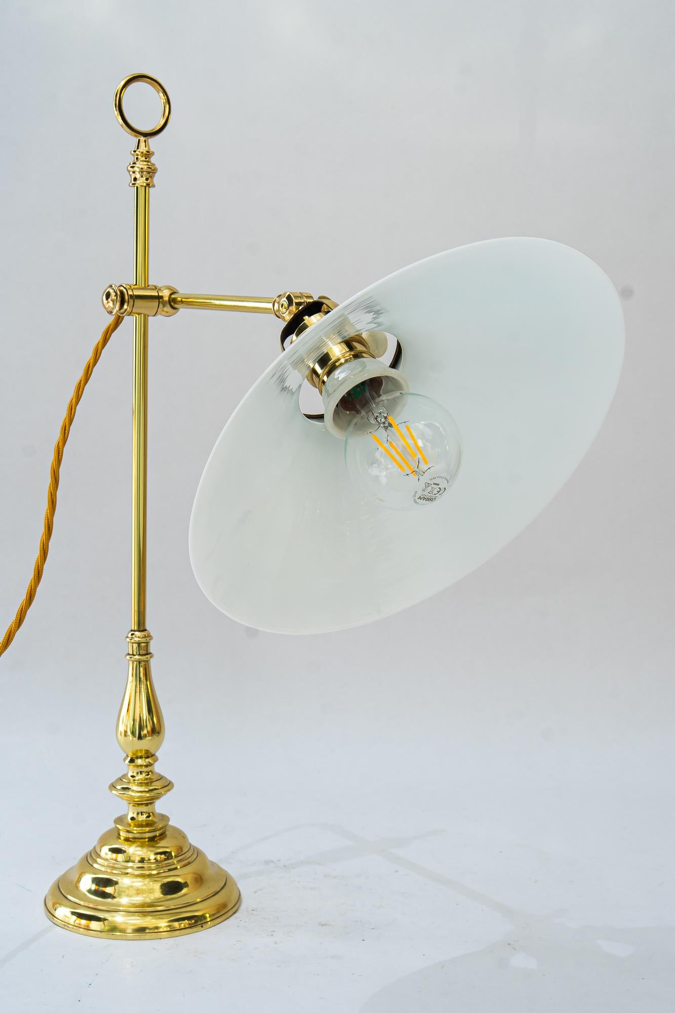 Early 20th Century Art Deco Table lamp with original opal glass shade vienna around 1920s For Sale