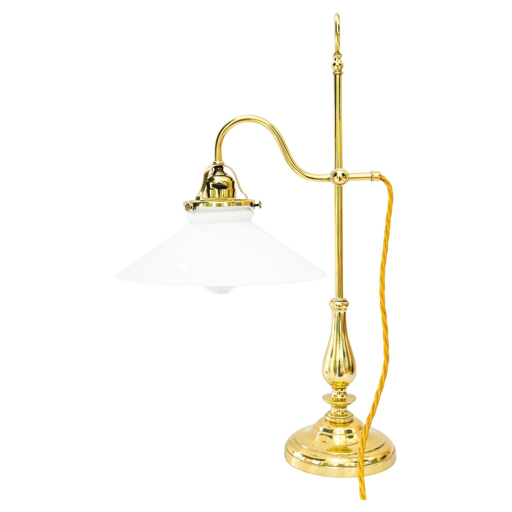 Art Deco Table lamp with original opal glass shade vienna around 1920s For Sale