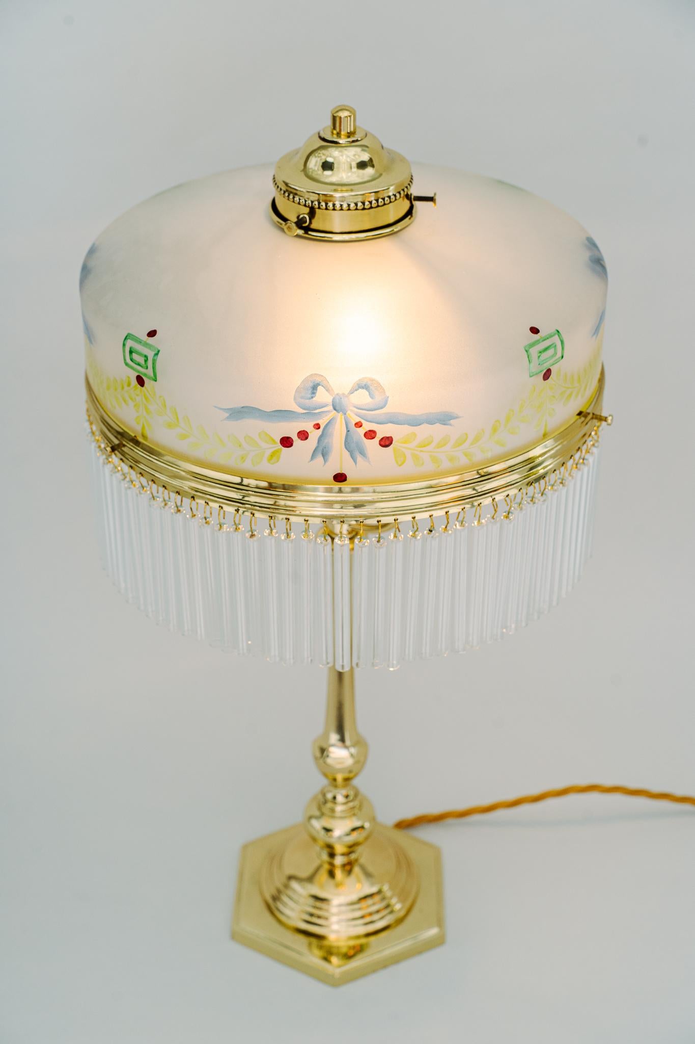 Art-déco-Tischlampe mit original bemaltem Glasschirm Wien um 1920 im Angebot 4