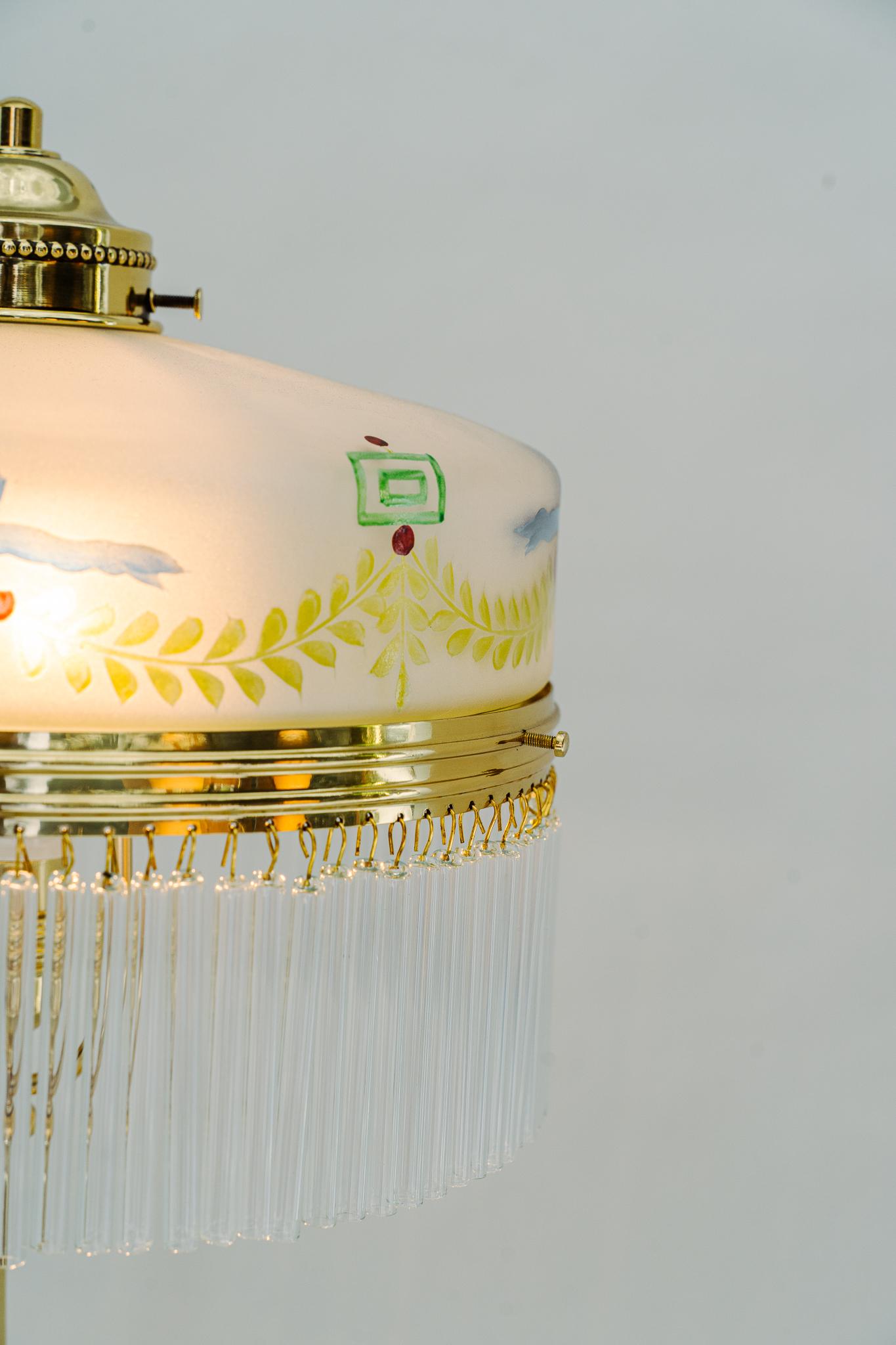Art Deco Table Lamp with Original Painted Glass Shade Vienna Around 1920s For Sale 6