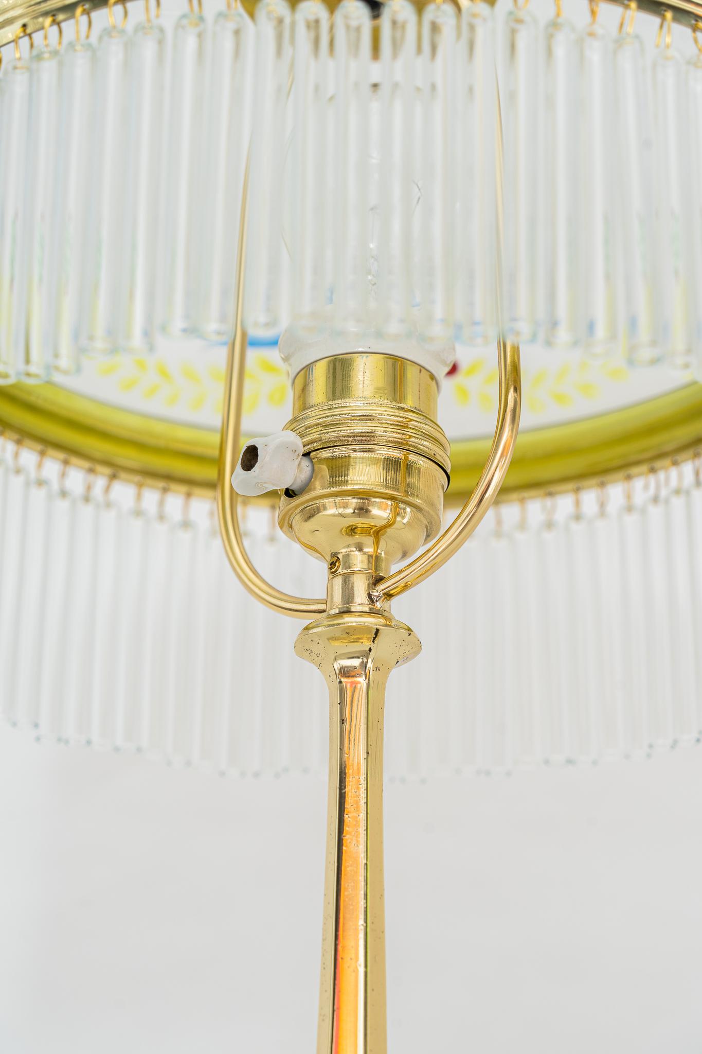 Art Deco Table Lamp with Original Painted Glass Shade Vienna Around 1920s For Sale 1