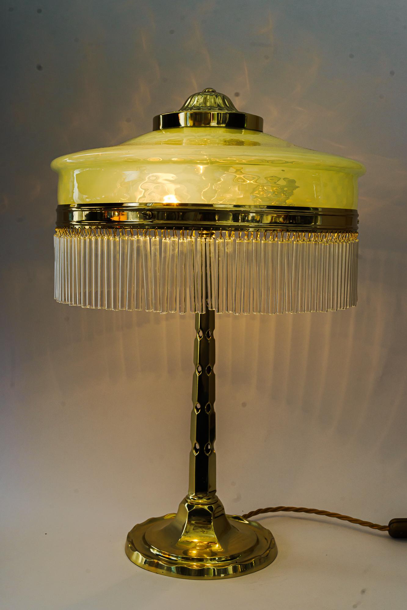 Art Deco Table Lamp with Originla Opaline Glass Shade Vienna Around, 1920s For Sale 2