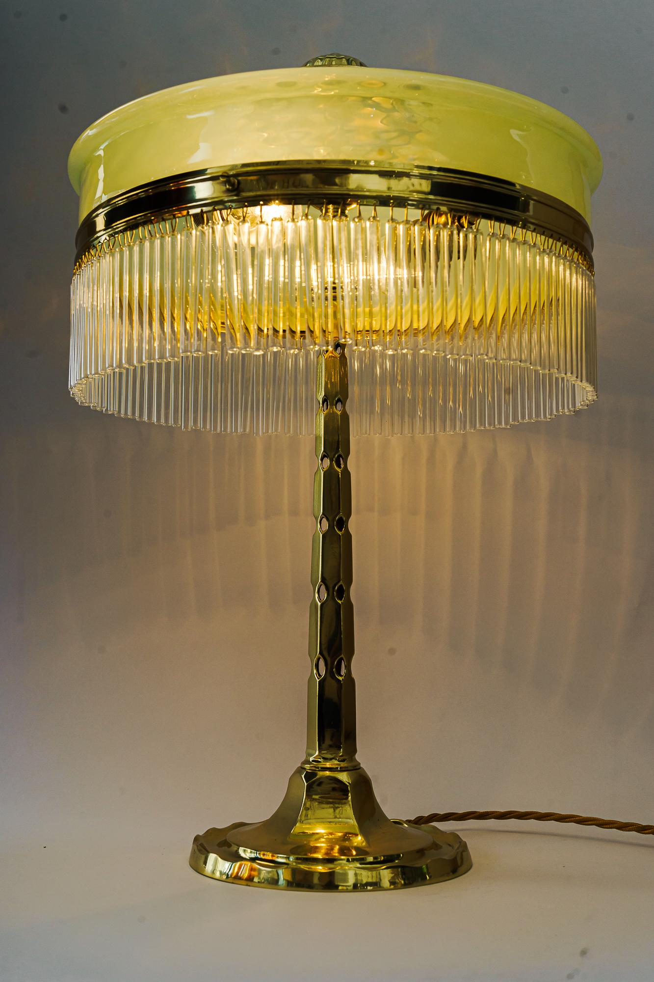 Art Deco Table Lamp with Originla Opaline Glass Shade Vienna Around, 1920s For Sale 3